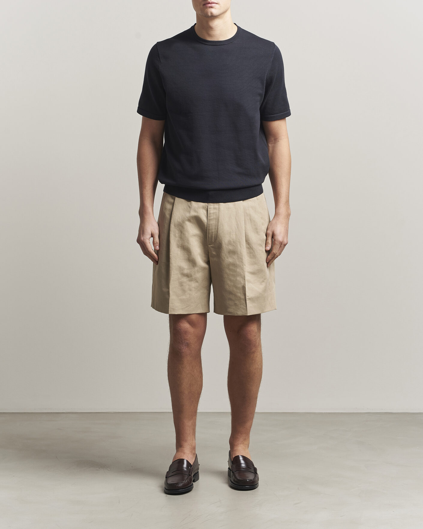 Uomini | T-shirt | Tiger of Sweden | Connor Cotton Knitted T-Shirt Light Ink