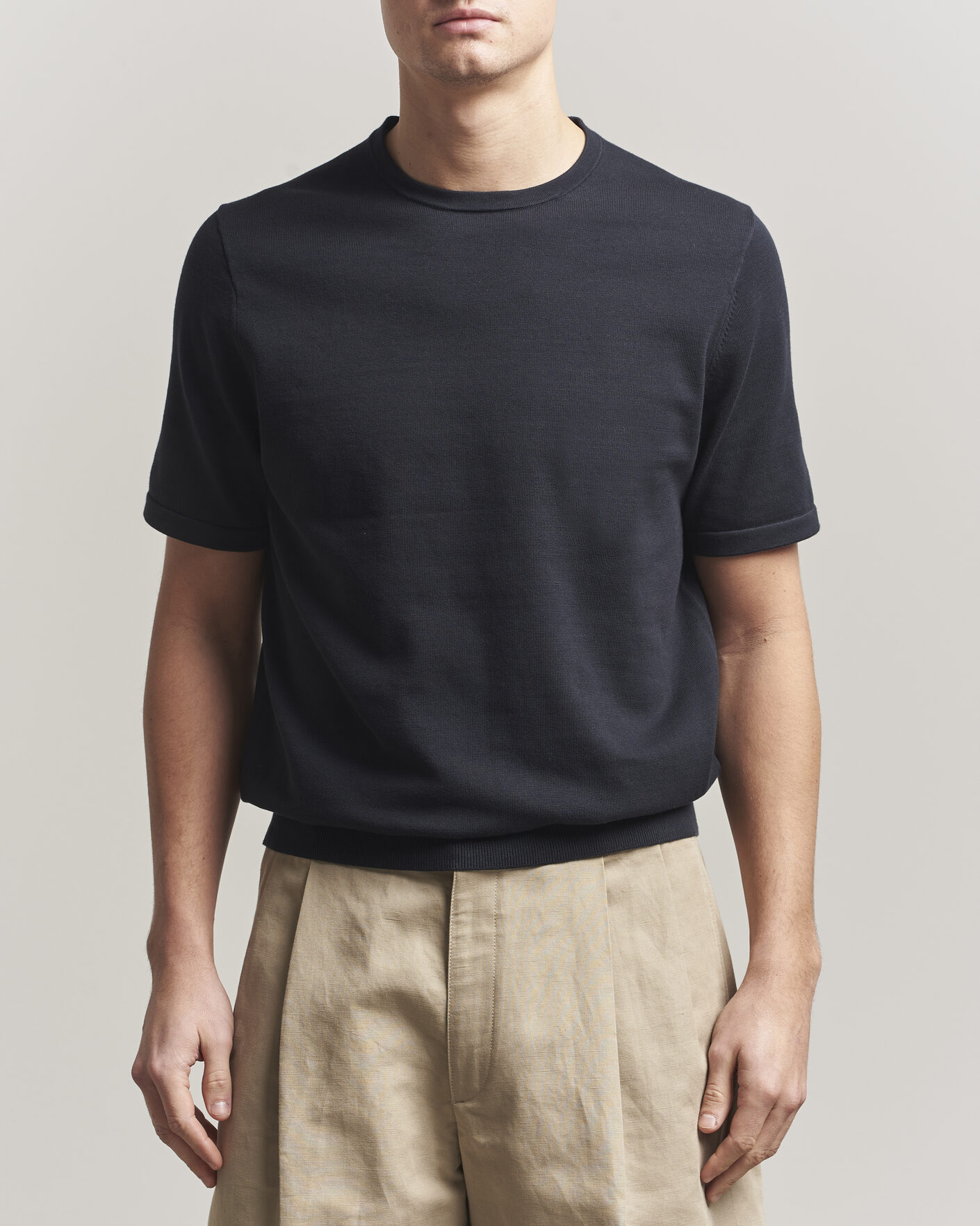 Uomini | T-shirt | Tiger of Sweden | Connor Cotton Knitted T-Shirt Light Ink