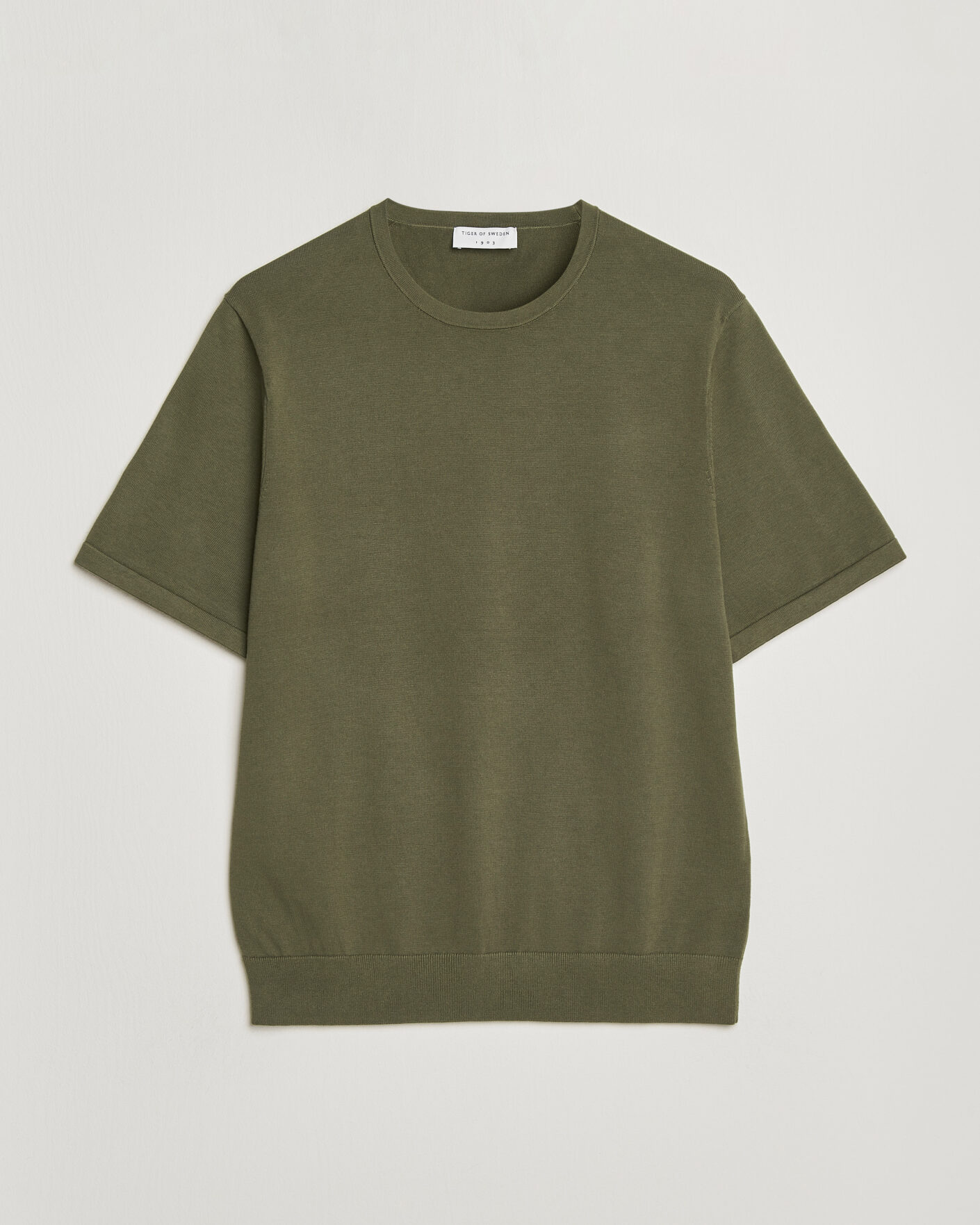 Uomini | T-shirt | Tiger of Sweden | Connor Cotton Knitted T-Shirt Kalamata Green
