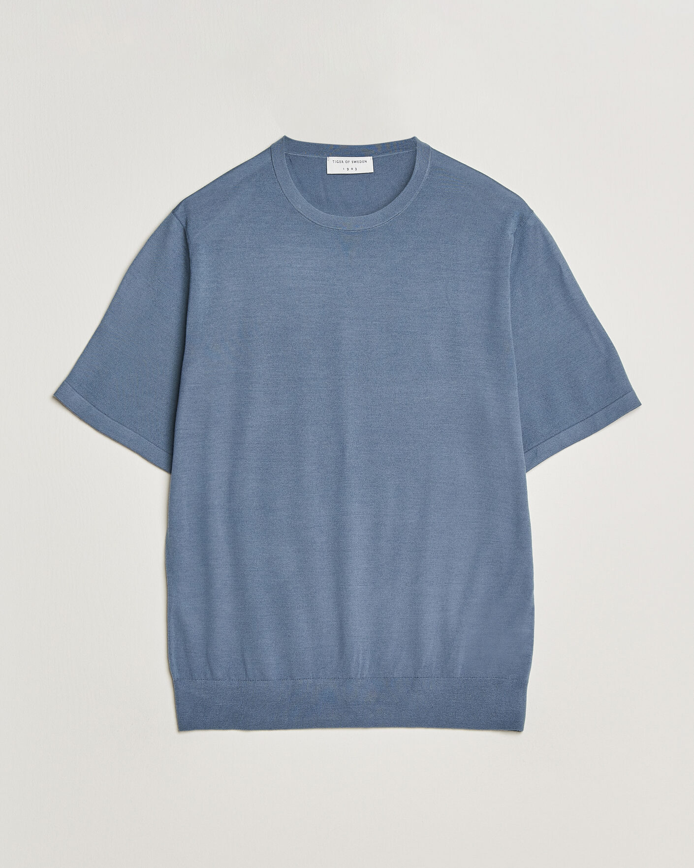 Uomini | T-shirt | Tiger of Sweden | Connor Merino Knitted T-Shirt Dull Blue