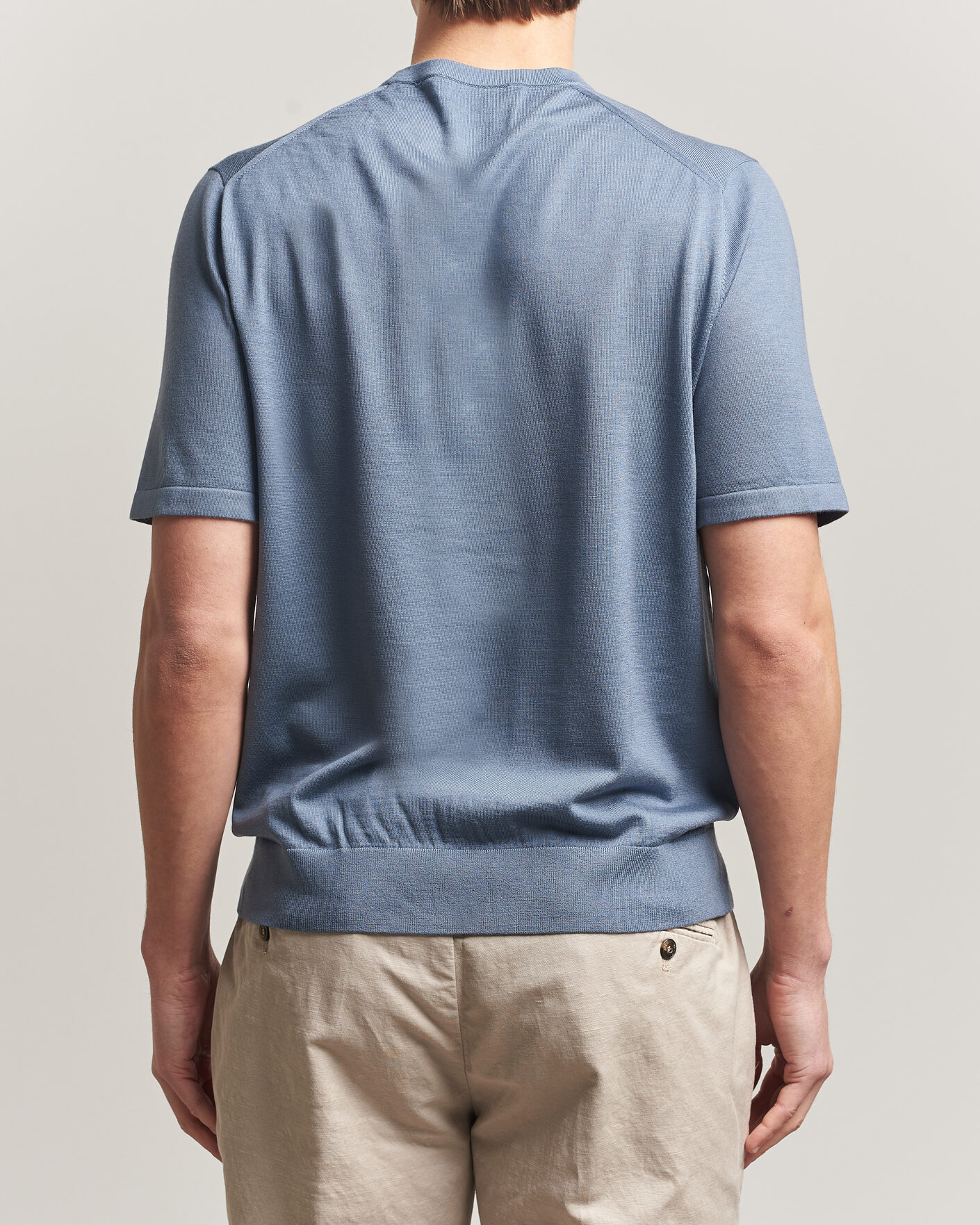 Uomini | T-shirt | Tiger of Sweden | Connor Merino Knitted T-Shirt Dull Blue