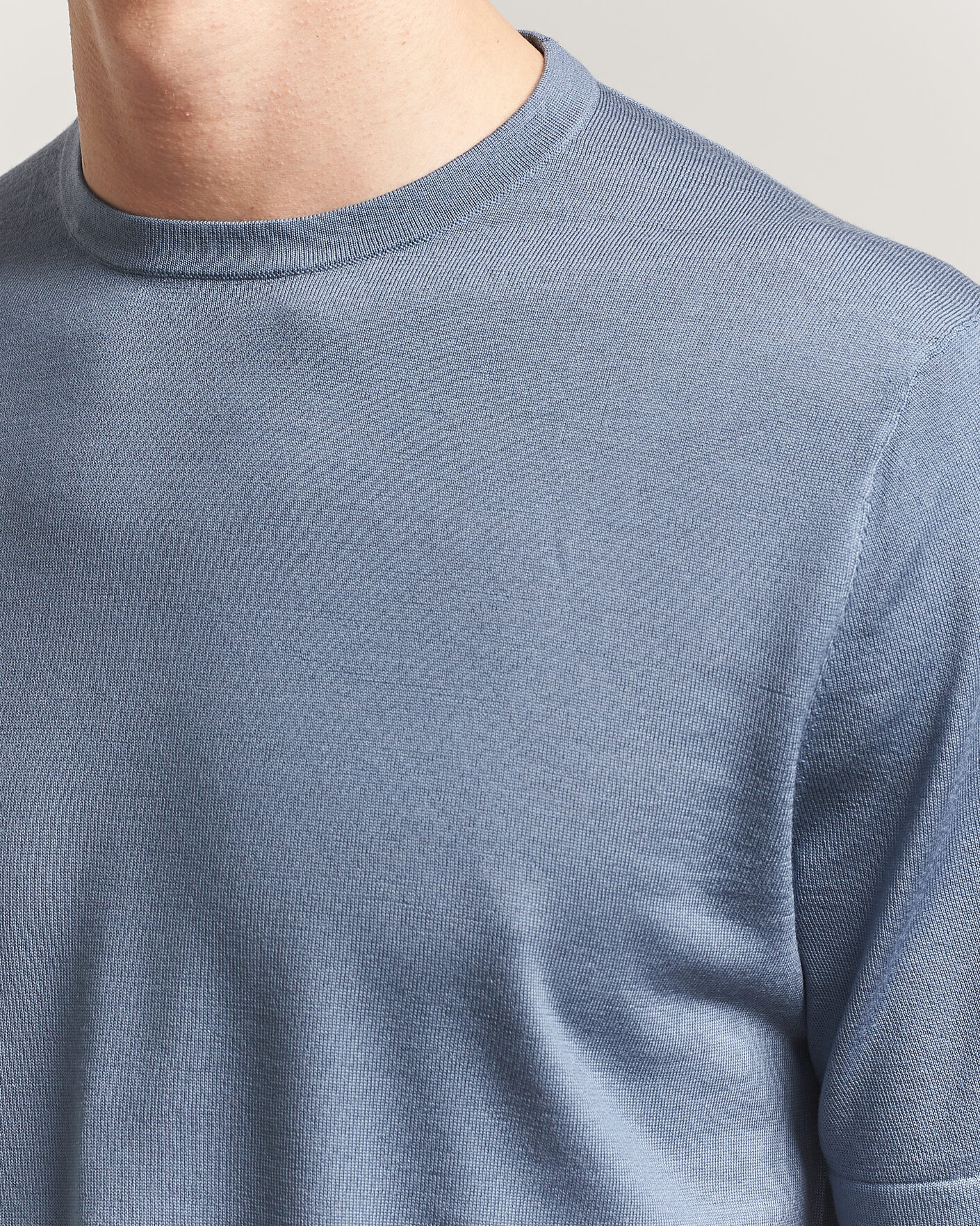 Uomini | T-shirt | Tiger of Sweden | Connor Merino Knitted T-Shirt Dull Blue