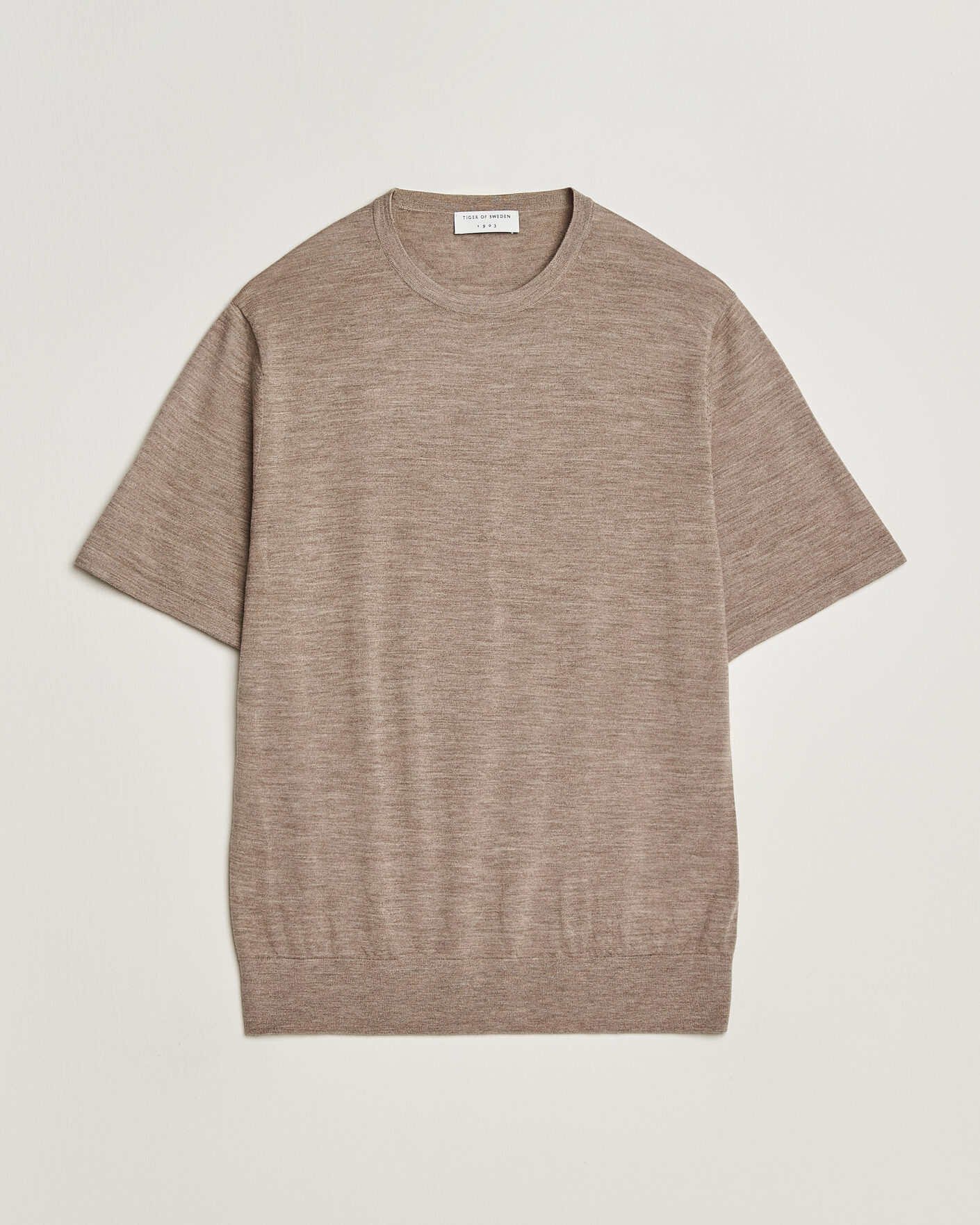 Uomini | T-shirt | Tiger of Sweden | Connor Merino Knitted T-Shirt Beige Melange