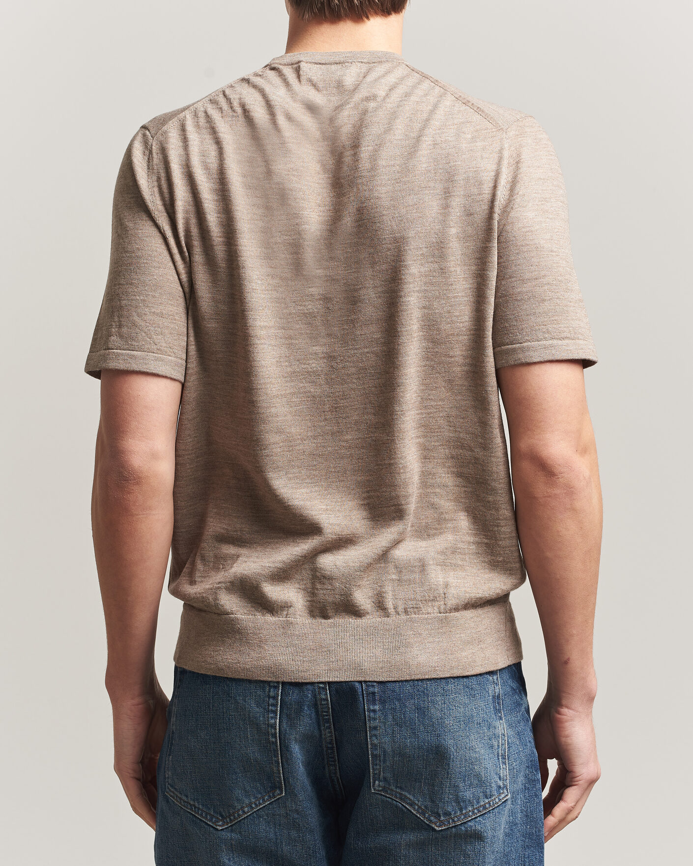 Uomini | T-shirt | Tiger of Sweden | Connor Merino Knitted T-Shirt Beige Melange