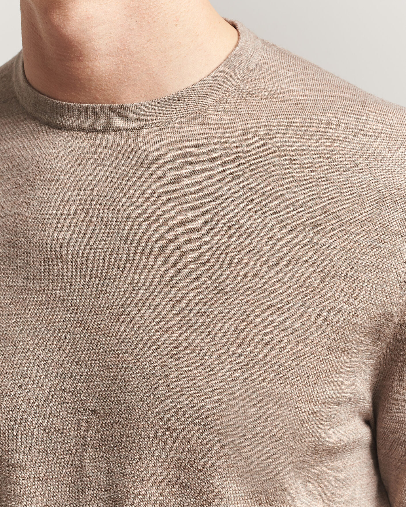 Uomini | T-shirt | Tiger of Sweden | Connor Merino Knitted T-Shirt Beige Melange