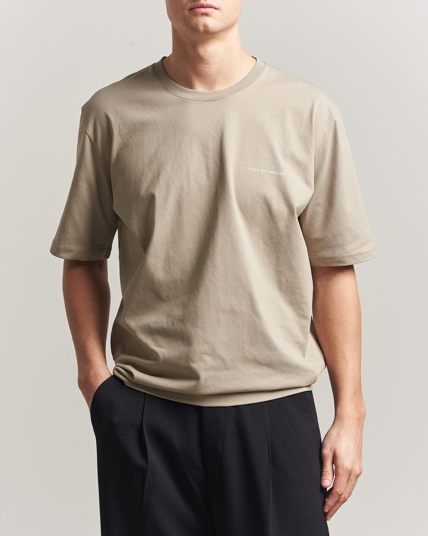 Uomini | T-shirt | Tiger of Sweden | Pro Logo Crew Neck T-Shirt Artichoke Grey