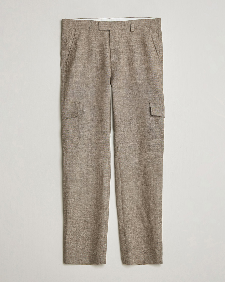 Uomini | Pantaloni | Tiger of Sweden | Mend Wool/Linen Cargo Trousers Sawgrass Brown