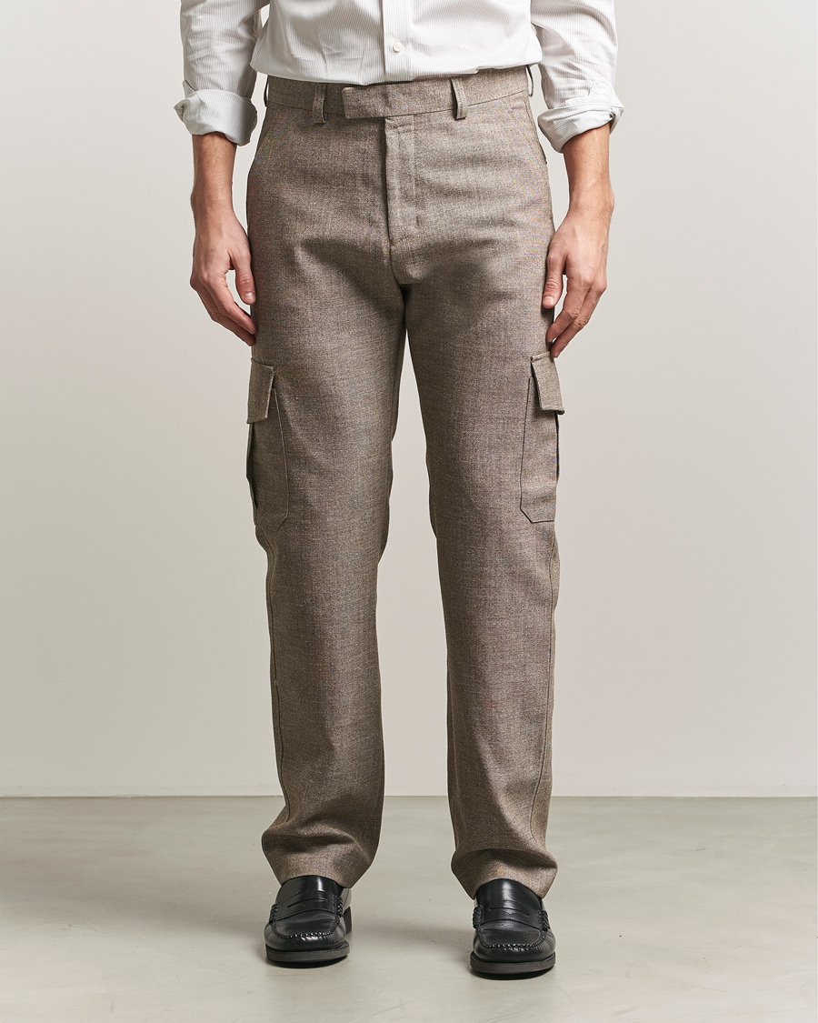 Uomini | Pantaloni | Tiger of Sweden | Mend Wool/Linen Cargo Trousers Sawgrass Brown