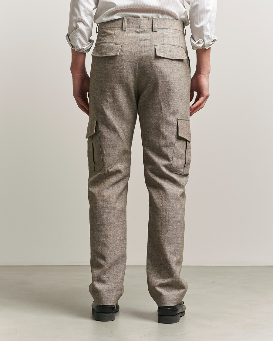Uomini | Pantaloni | Tiger of Sweden | Mend Wool/Linen Cargo Trousers Sawgrass Brown