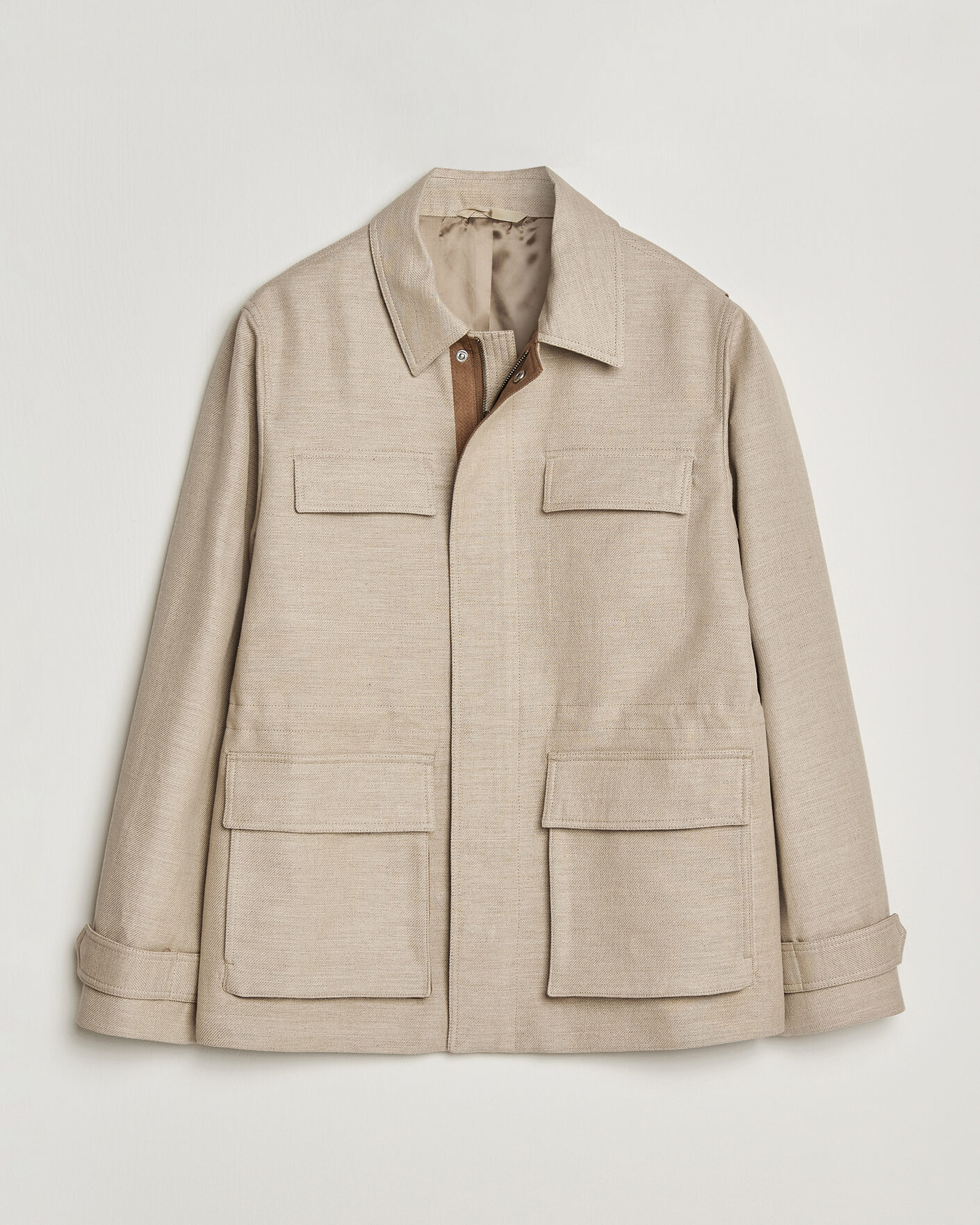 Uomini | Giacche | Tiger of Sweden | Sandser Cotton/Linen Field Jacket Soft Latte
