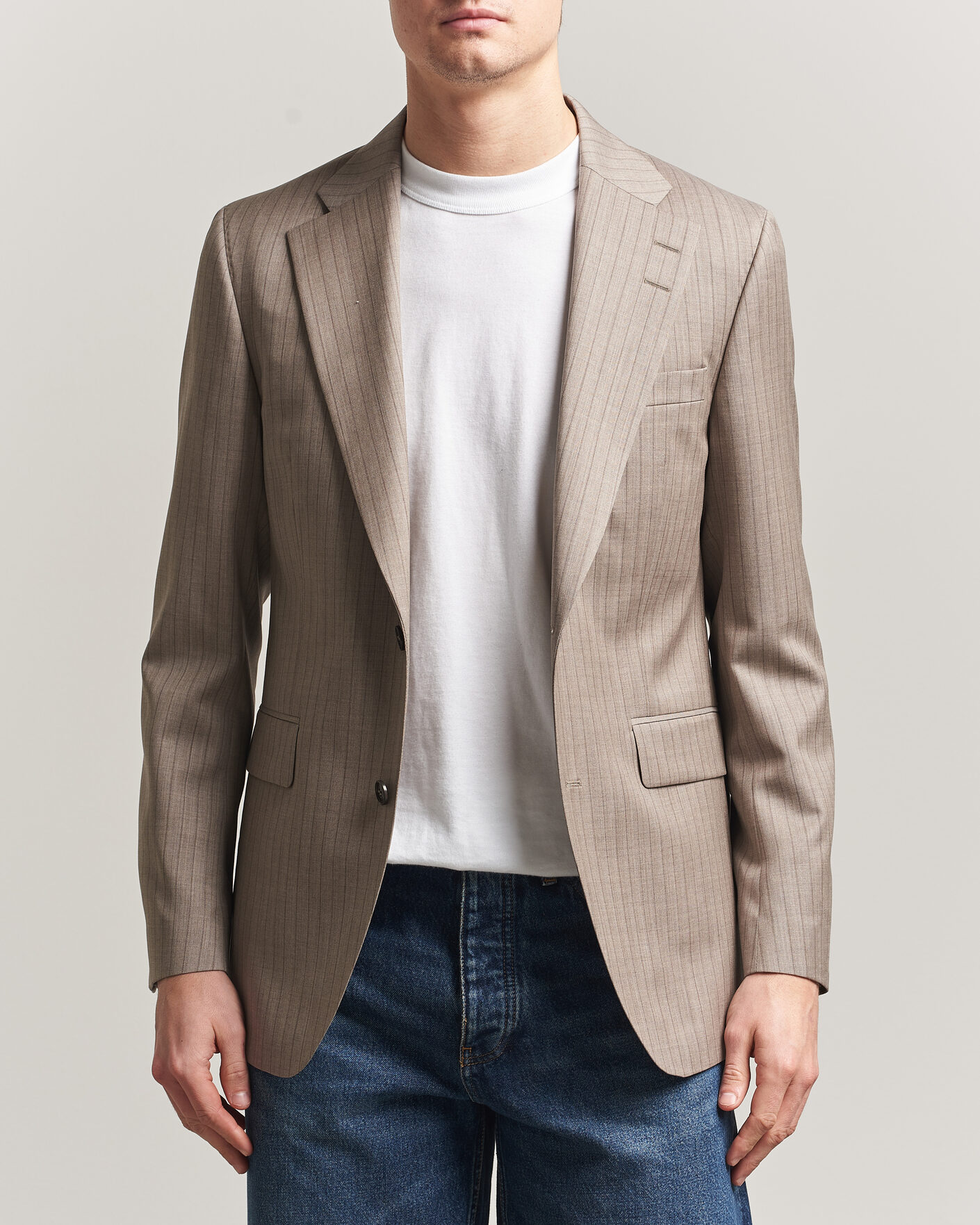 Uomini | Blazers | Tiger of Sweden | Ease Wool Pinstriped Blazer Clay