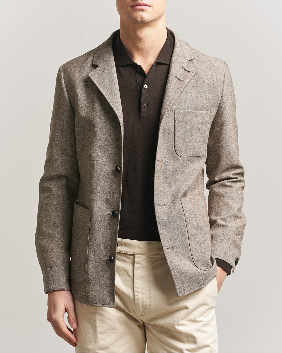 Uomini | Blazers | Tiger of Sweden | Harrison Wool/Linen Blazer Sawgrass Brown