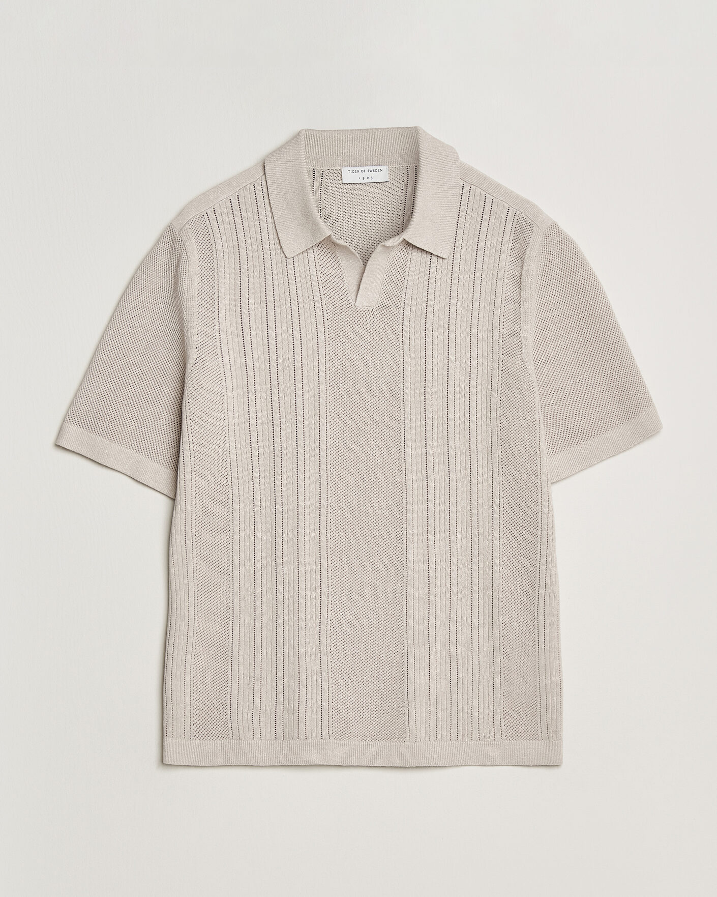 Uomini | Polo | Tiger of Sweden | Eoin Wool/Linen Knitted Polo Ivory