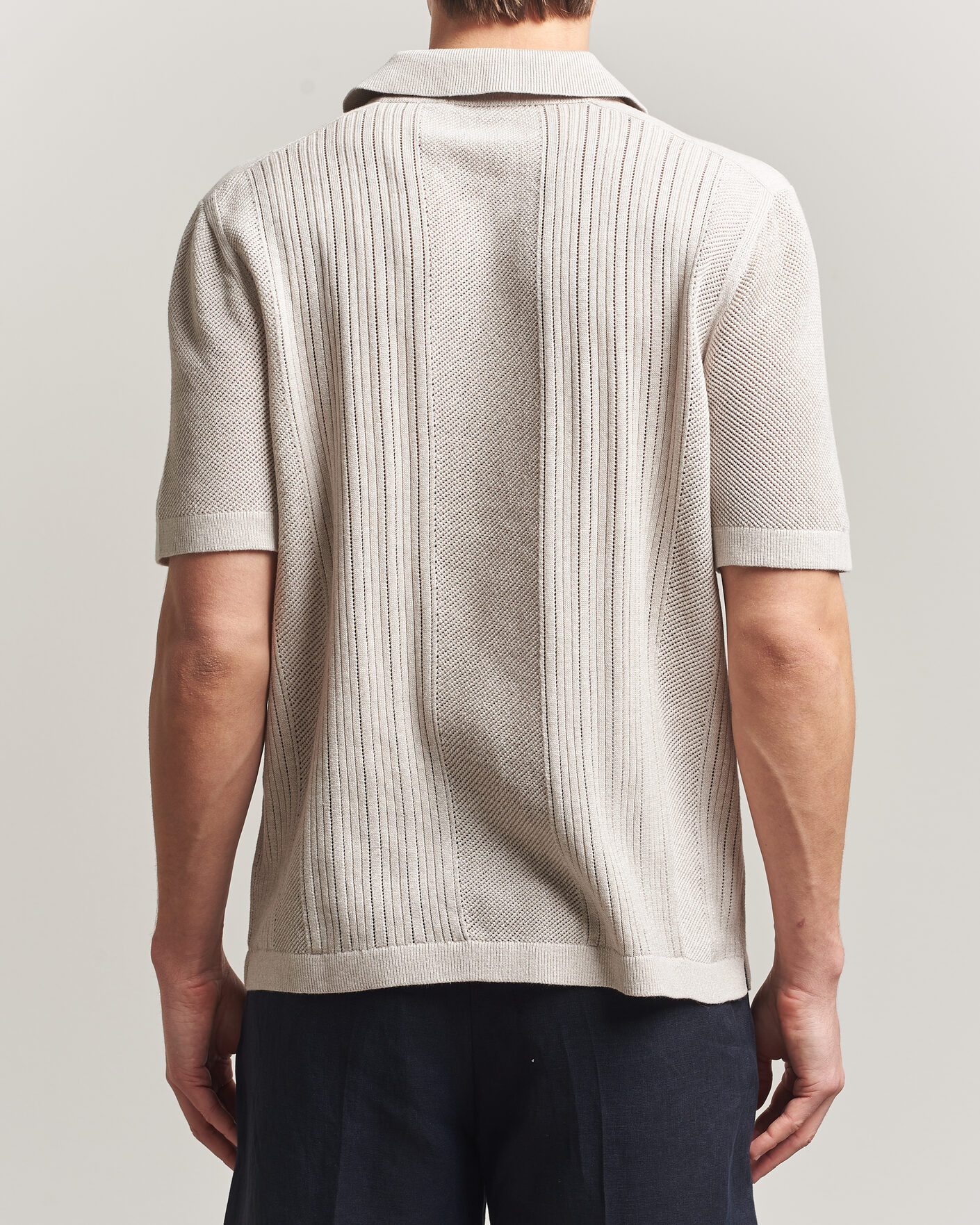 Uomini | Polo | Tiger of Sweden | Eoin Wool/Linen Knitted Polo Ivory