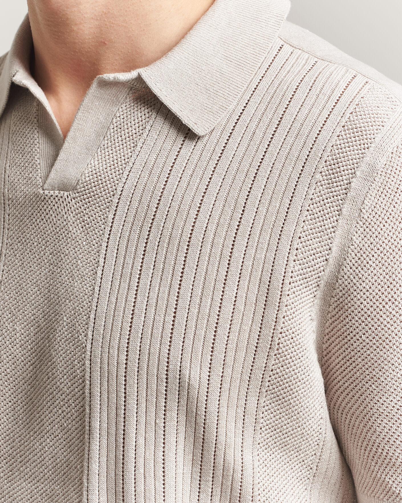 Uomini | Polo | Tiger of Sweden | Eoin Wool/Linen Knitted Polo Ivory