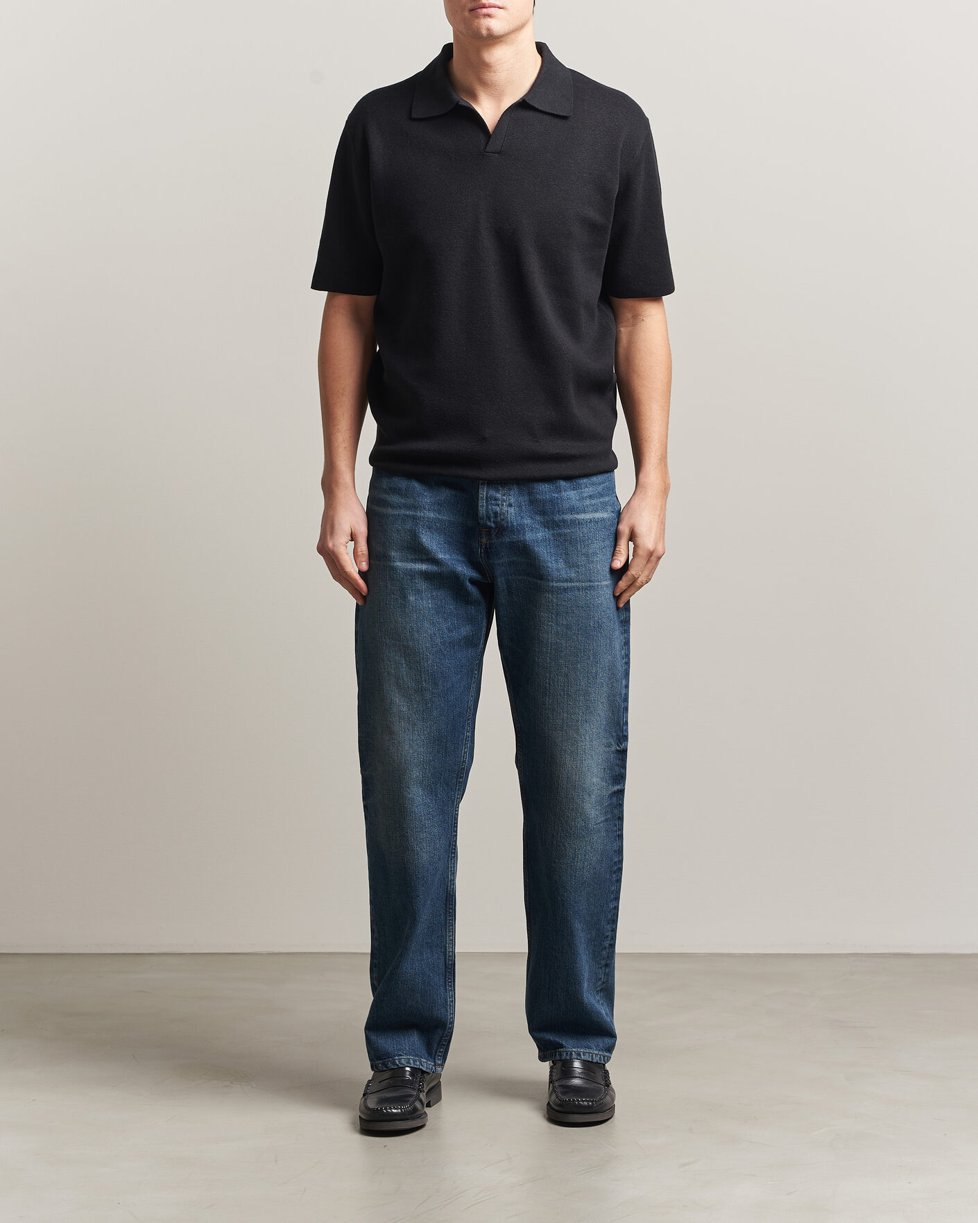 Uomini | Polo | Tiger of Sweden | Maelon Cotton/Linen Knitted Polo Black