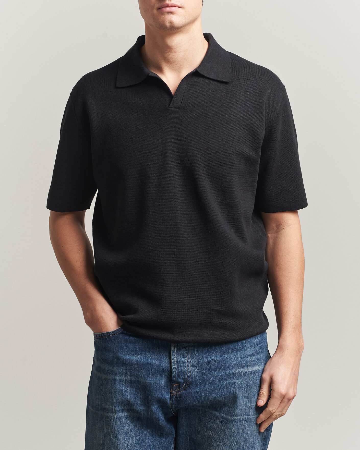 Uomini | Polo | Tiger of Sweden | Maelon Cotton/Linen Knitted Polo Black