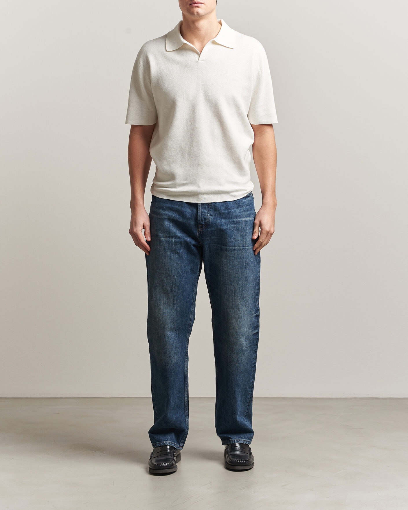Uomini | Polo | Tiger of Sweden | Maelon Cotton/Linen Knitted Polo Pure White