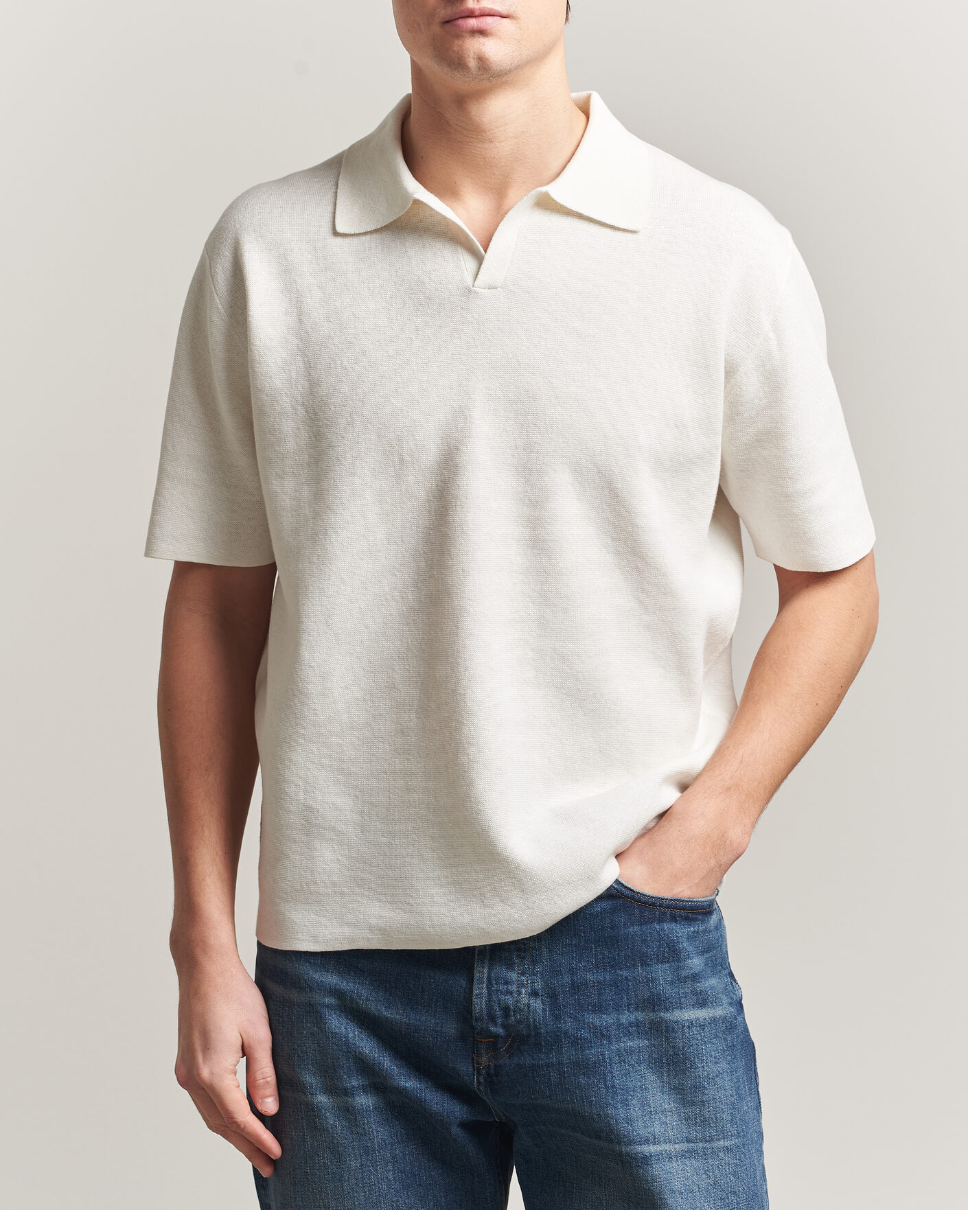 Uomini | Polo | Tiger of Sweden | Maelon Cotton/Linen Knitted Polo Pure White