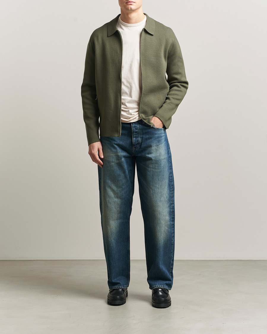 Uomini | Maglieria | Tiger of Sweden | Celyn Knitted Full Zip Kalamata Green