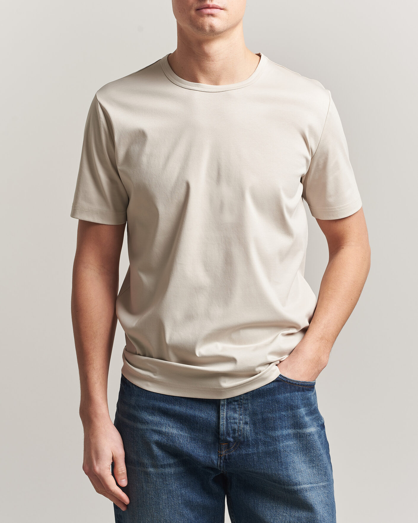 Uomini | T-shirt | Tiger of Sweden | Olaf Mercerized Cotton T-Shirt Seline Grey