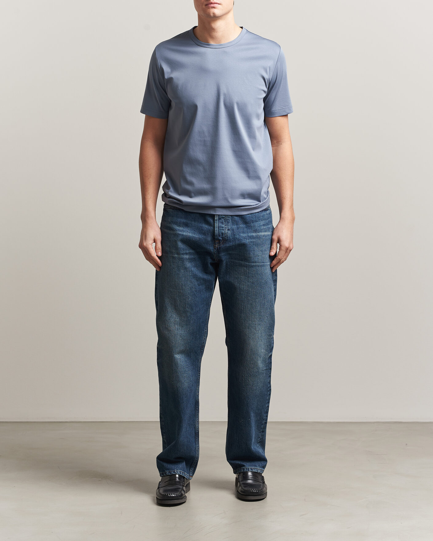 Uomini | T-shirt | Tiger of Sweden | Olaf Mercerized Cotton T-Shirt Dull Blue