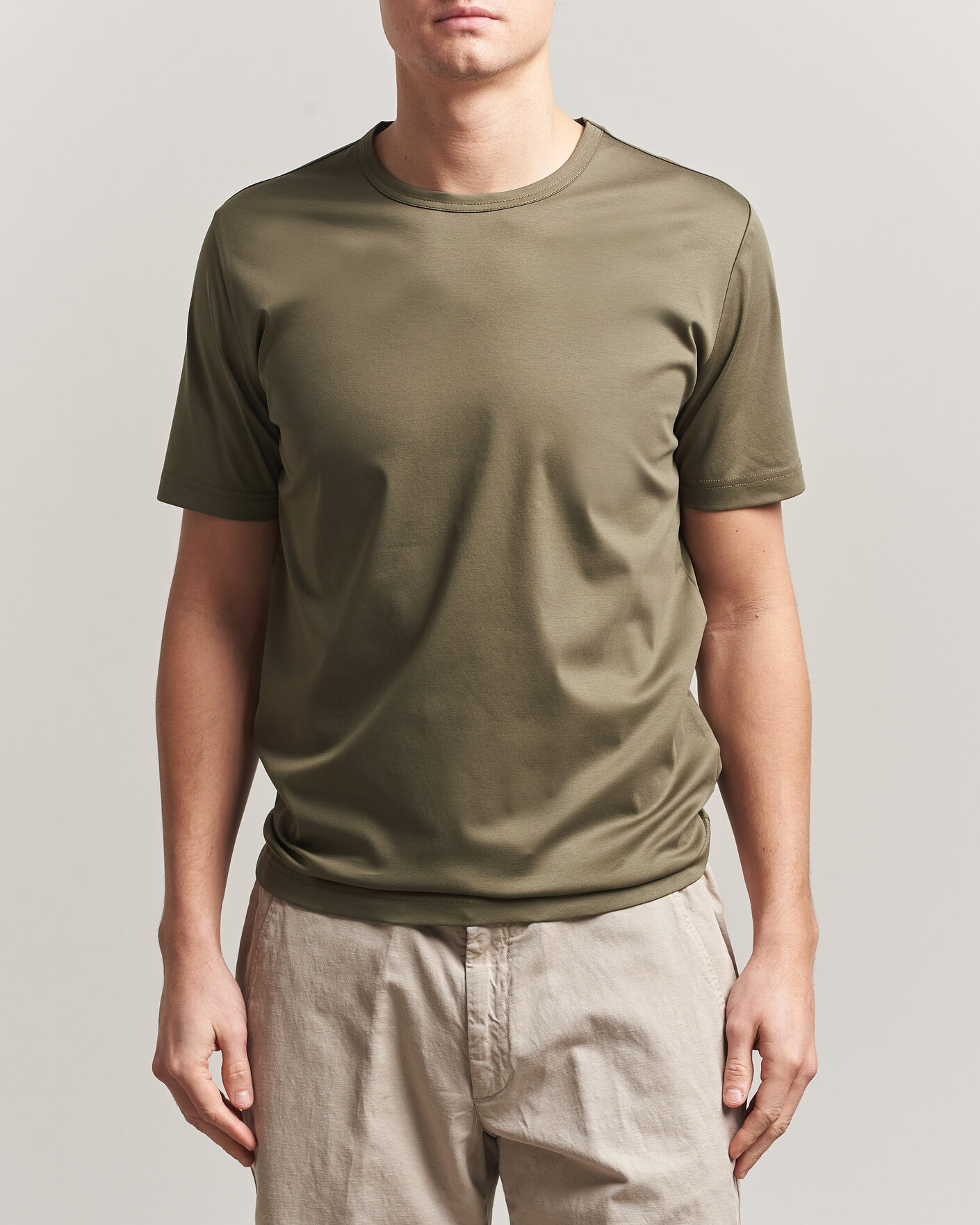 Uomini | T-shirt | Tiger of Sweden | Olaf Mercerized Cotton T-Shirt Kalamata Green