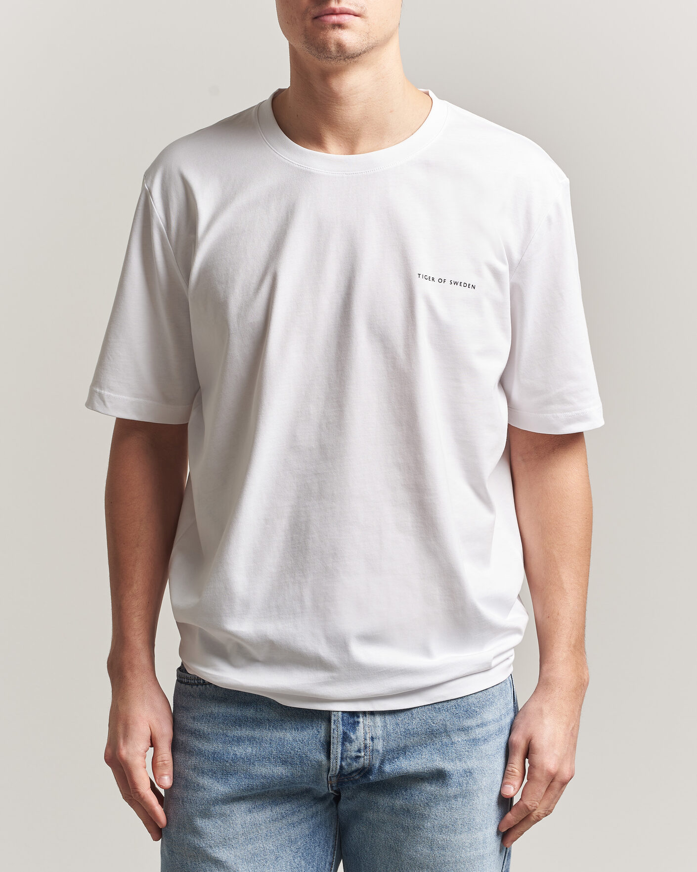 Uomini | T-shirt | Tiger of Sweden | Pro Cotton Logo T-Shirt Pure White