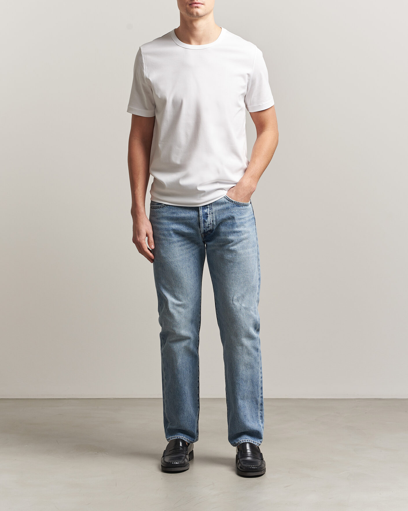 Uomini | T-shirt | Tiger of Sweden | Olaf Mercerized Cotton T-Shirt Pure White