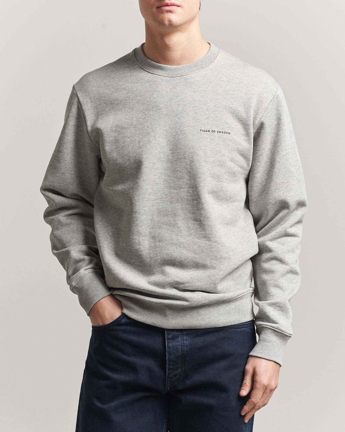 Uomini | Maglieria | Tiger of Sweden | Emerson Crew Neck Sweatshirt Grey Melange