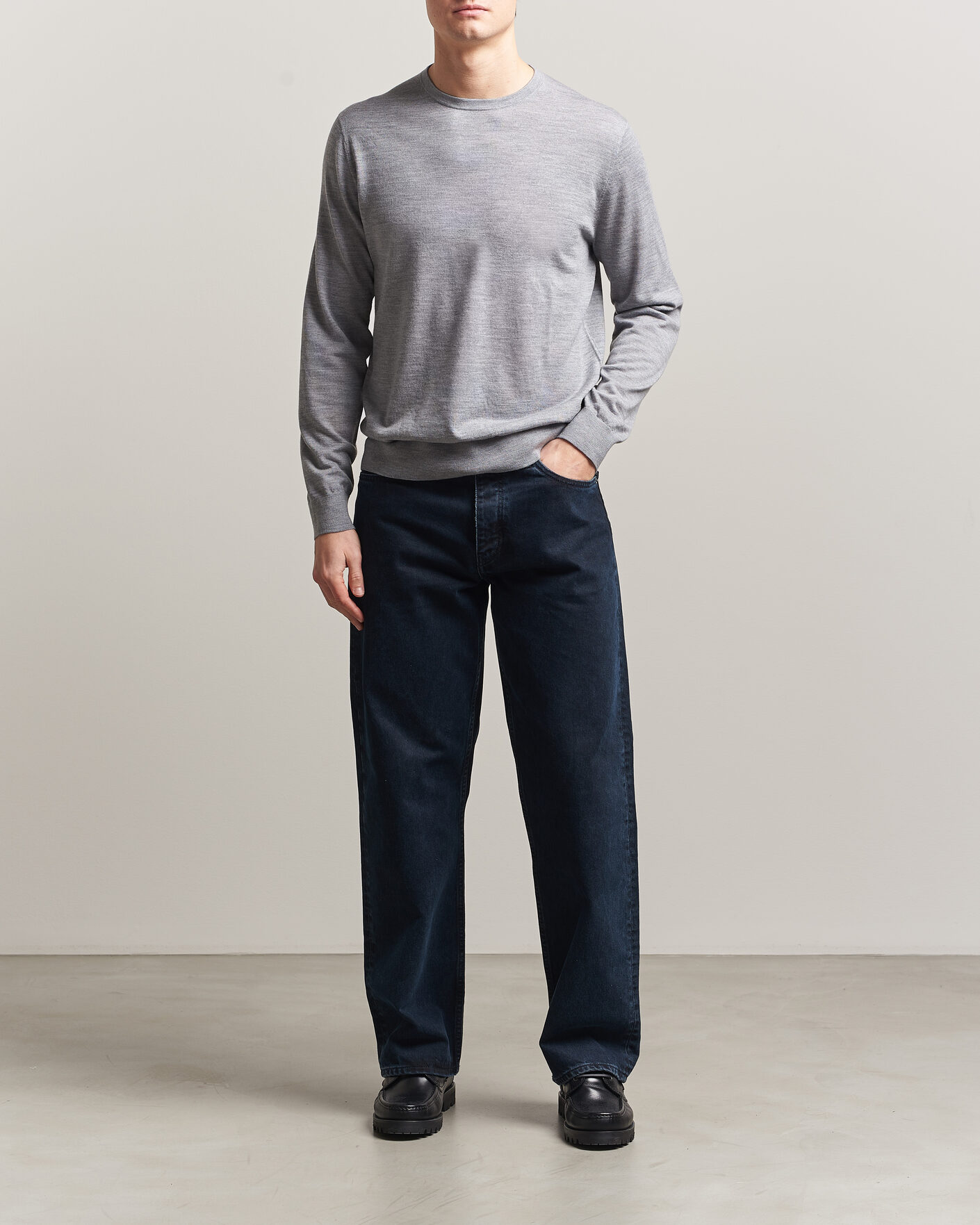 Uomini | Maglieria | Tiger of Sweden | Connor Crew Neck Pullover Grey Melange