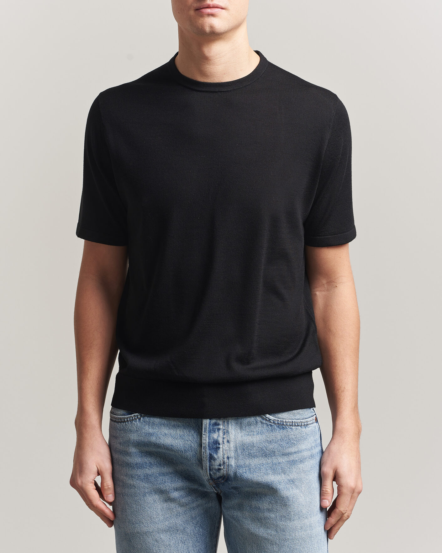 Uomini | T-shirt | Tiger of Sweden | Connor Knitted Crew Neck T-Shirt Black