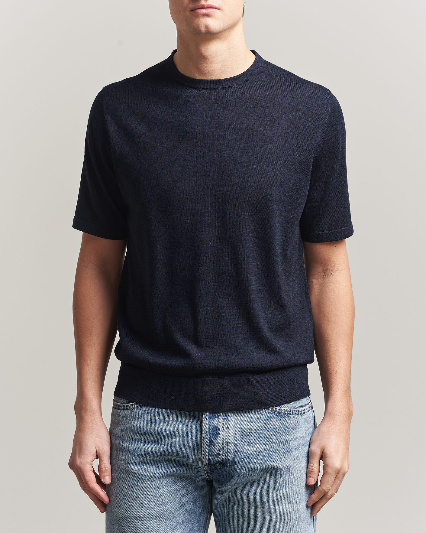 Uomini | T-shirt | Tiger of Sweden | Connor Knitted Crew Neck T-Shirt Light Ink