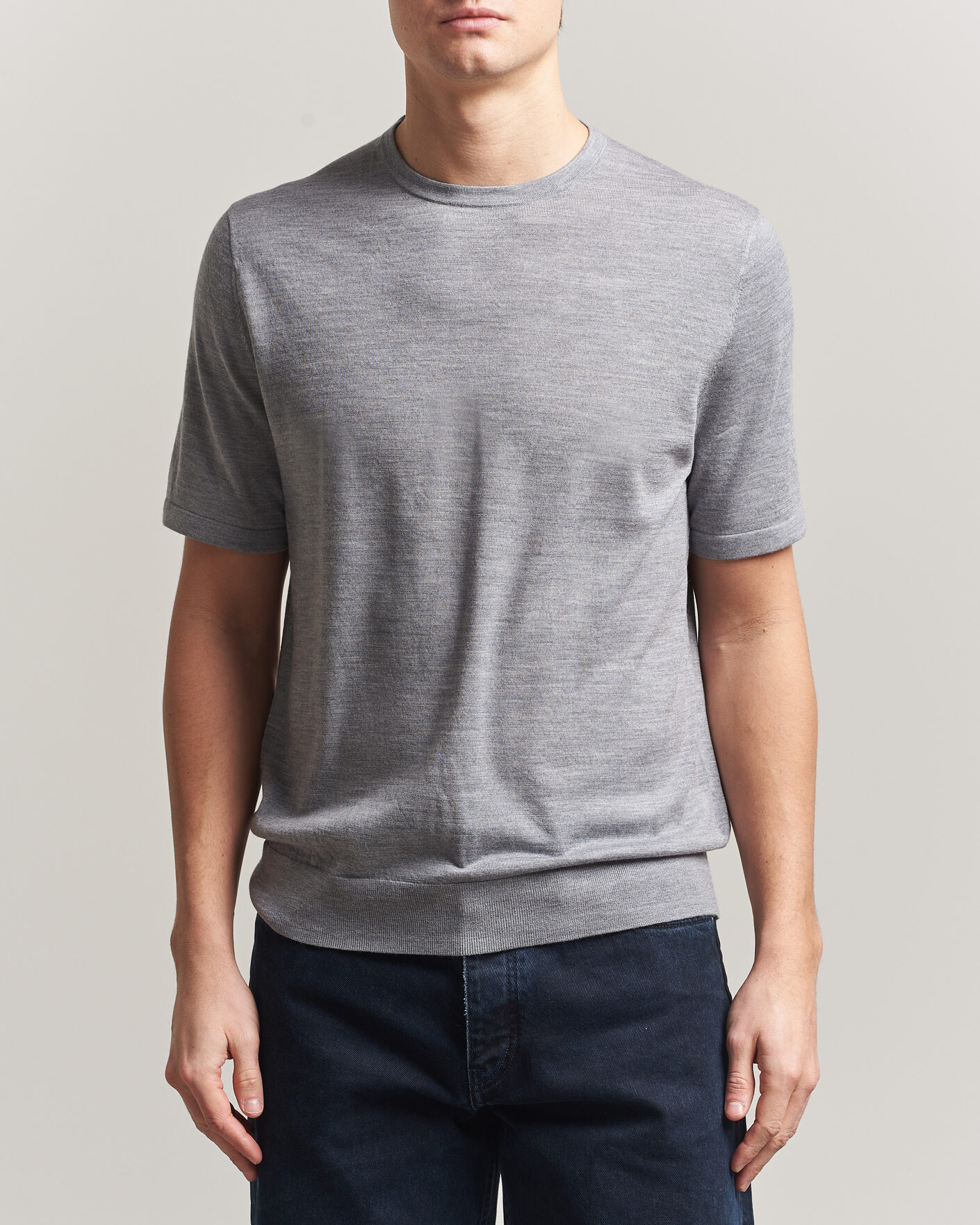 Uomini | T-shirt | Tiger of Sweden | Connor Knitted Crew Neck T-Shirt Grey Melange