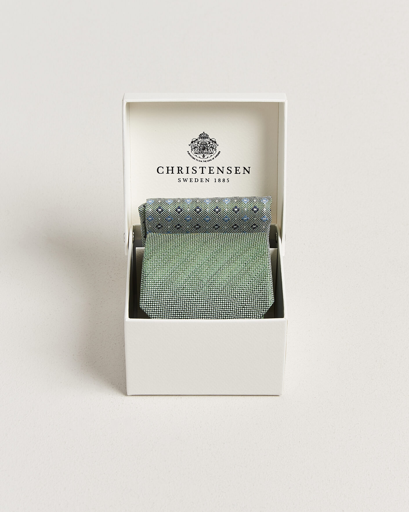 Uomini | Cravatte | Amanda Christensen | Box Set Printed Silk 8cm Tie With Pocket Square Green