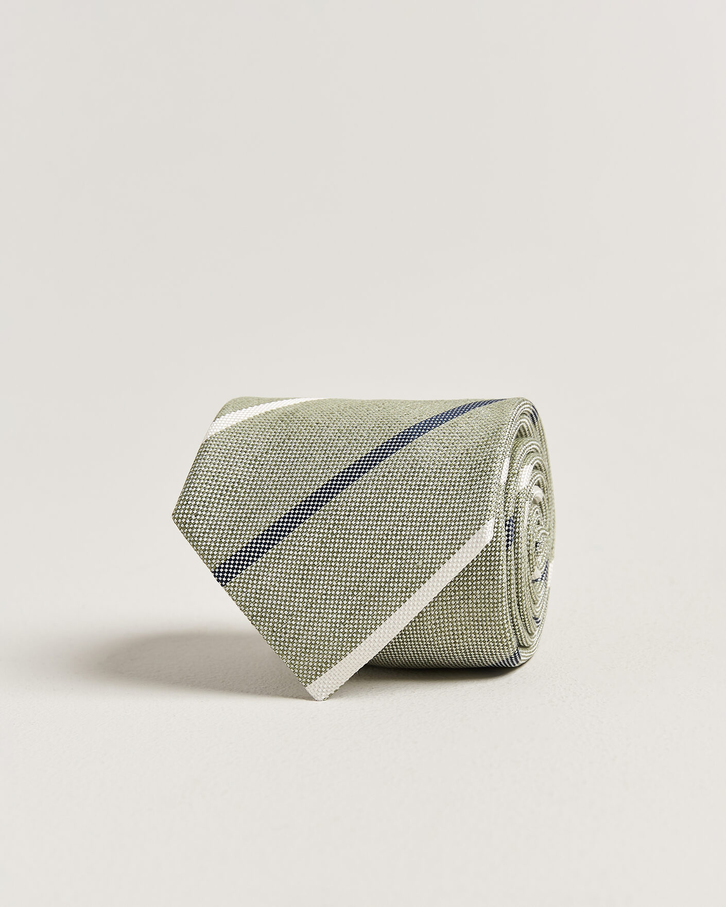 Uomini | Cravatte | Amanda Christensen | Silk/Linen 8cm Striped Tie Green