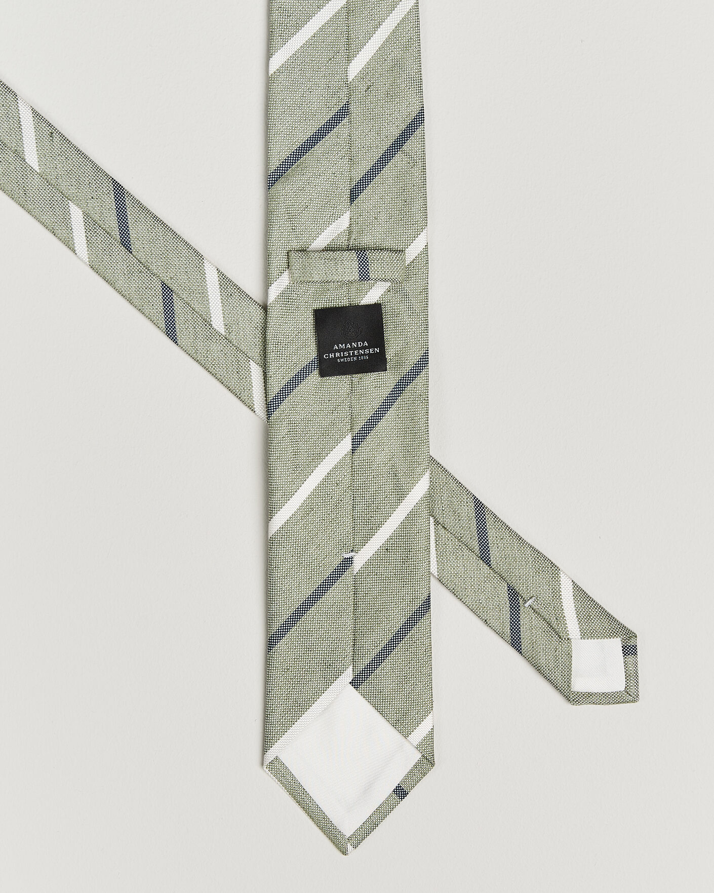 Uomini | Cravatte | Amanda Christensen | Silk/Linen 8cm Striped Tie Green