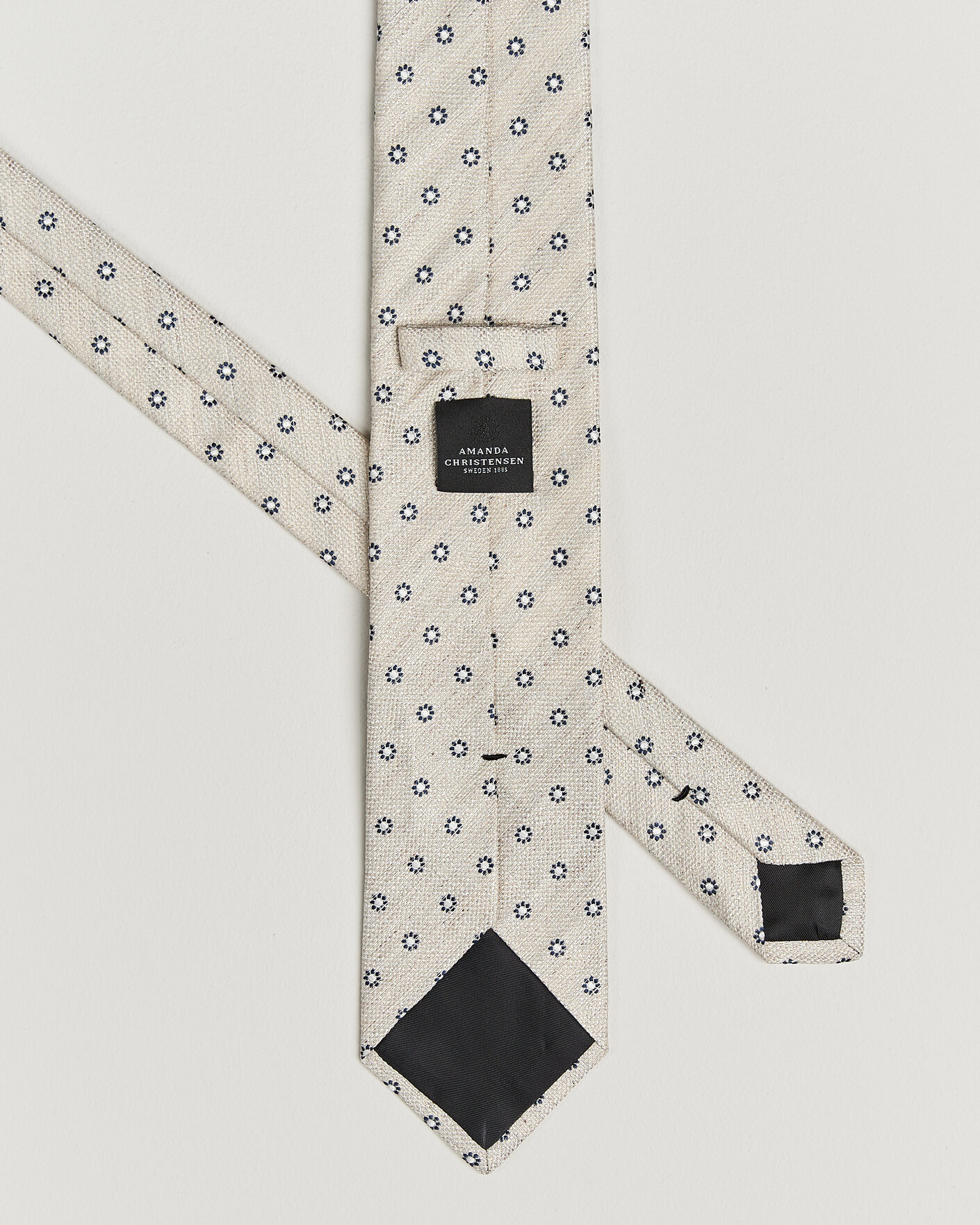 Uomini | Cravatte | Amanda Christensen | Silk/Linen 8cm Flower Tie Beige