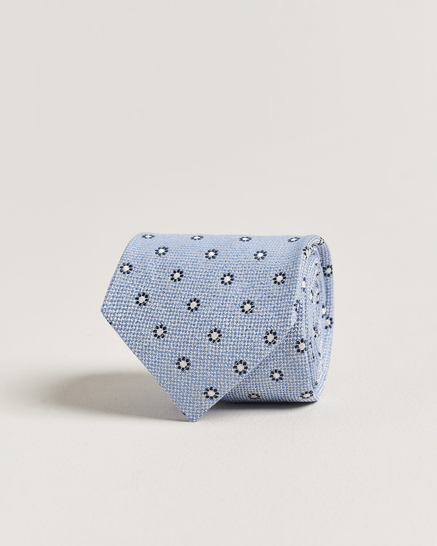 Uomini | Cravatte | Amanda Christensen | Silk/Linen 8cm Flower Tie Blue