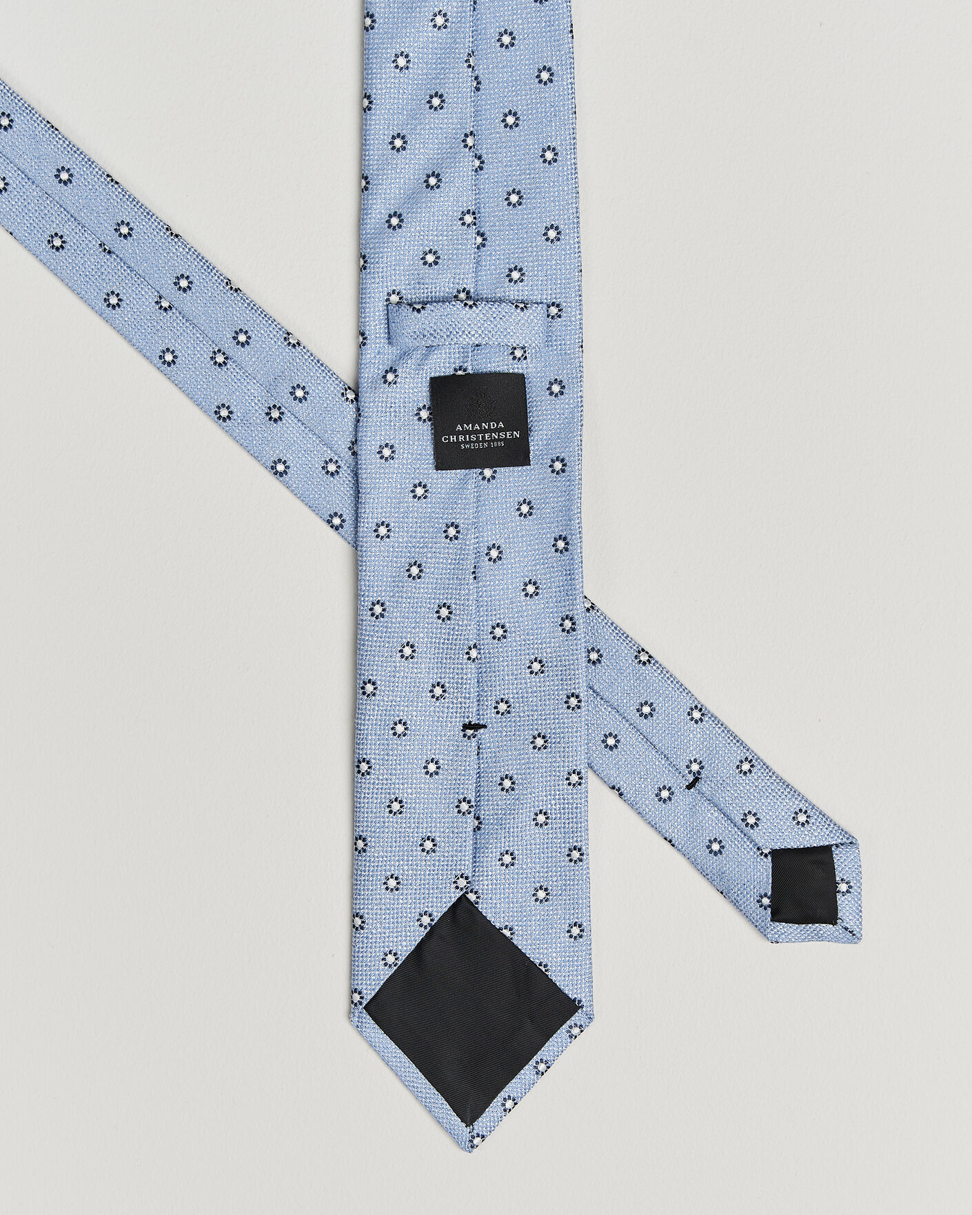 Uomini | Cravatte | Amanda Christensen | Silk/Linen 8cm Flower Tie Blue