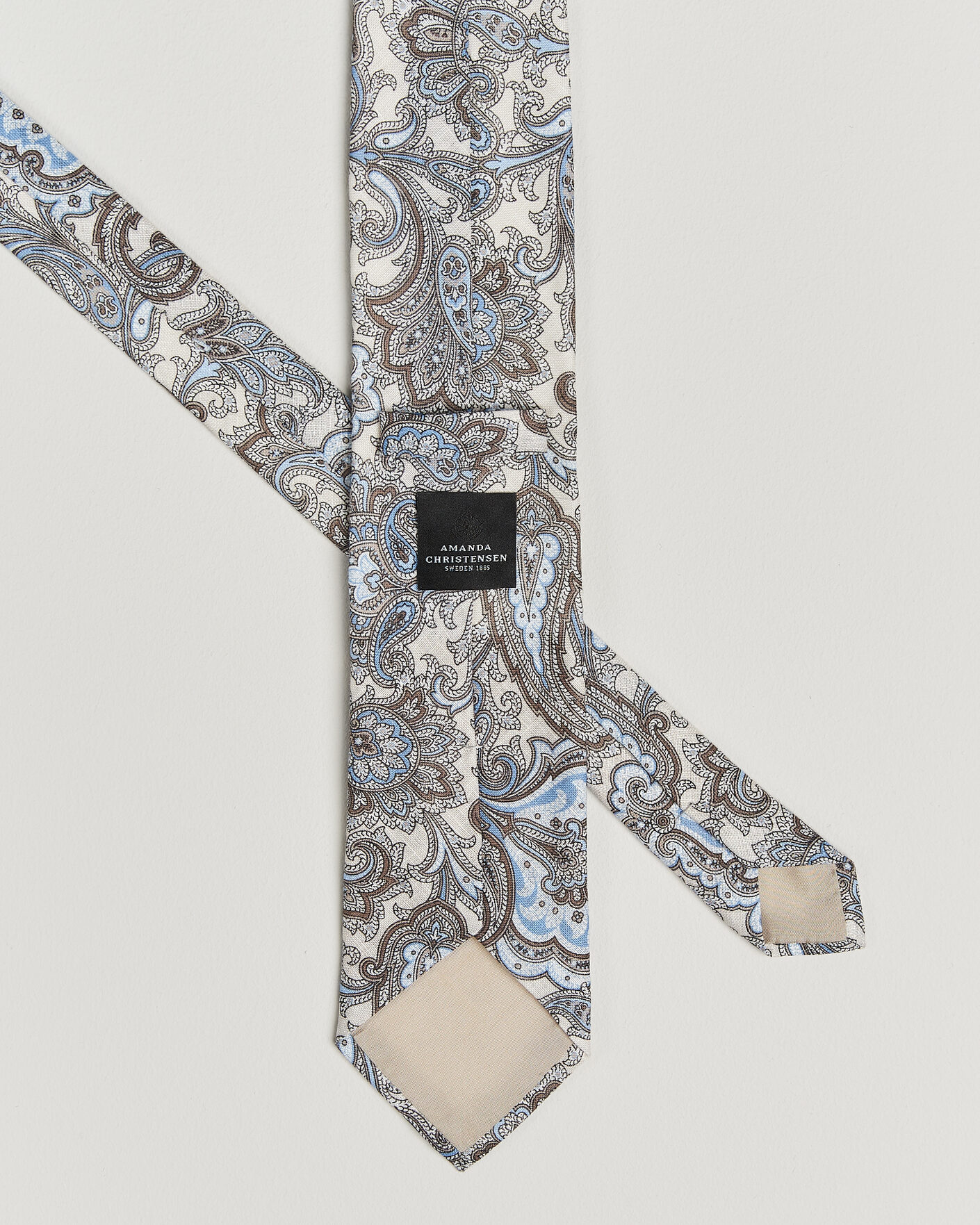 Uomini | Cravatte | Amanda Christensen | Linen 8cm Paisley Tie Cream