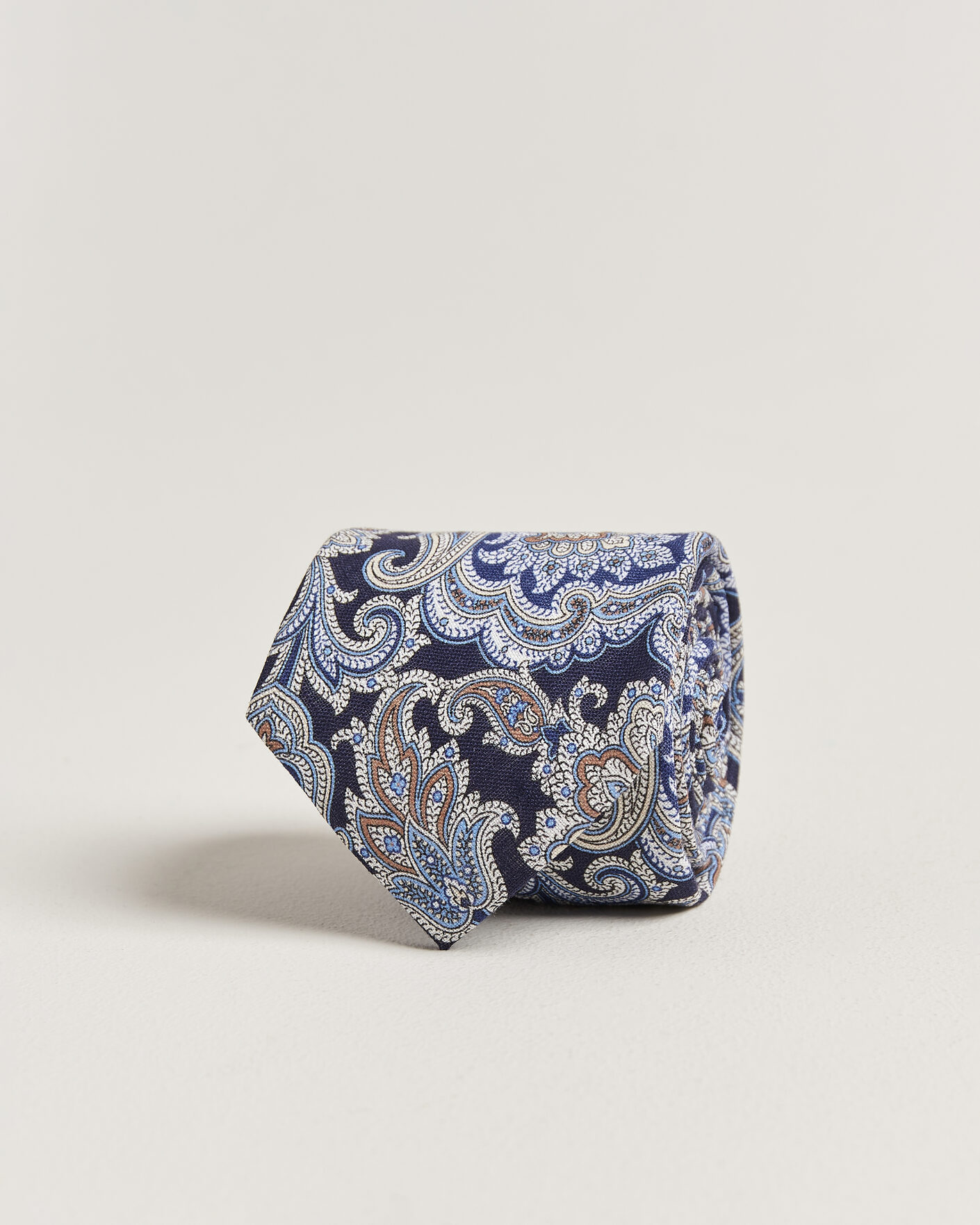 Uomini | Cravatte | Amanda Christensen | Linen 8cm Paisley Tie Navy