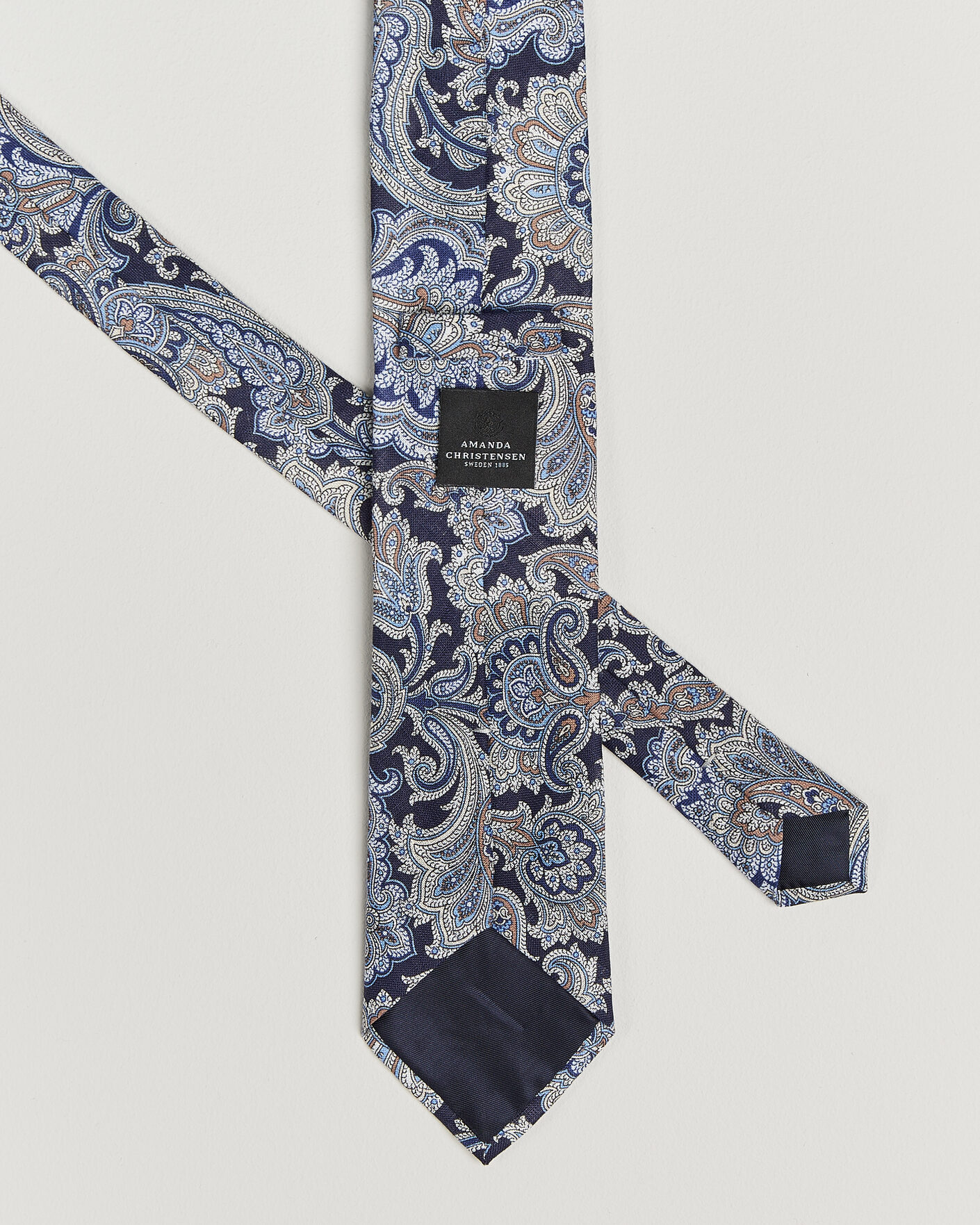 Uomini | Cravatte | Amanda Christensen | Linen 8cm Paisley Tie Navy