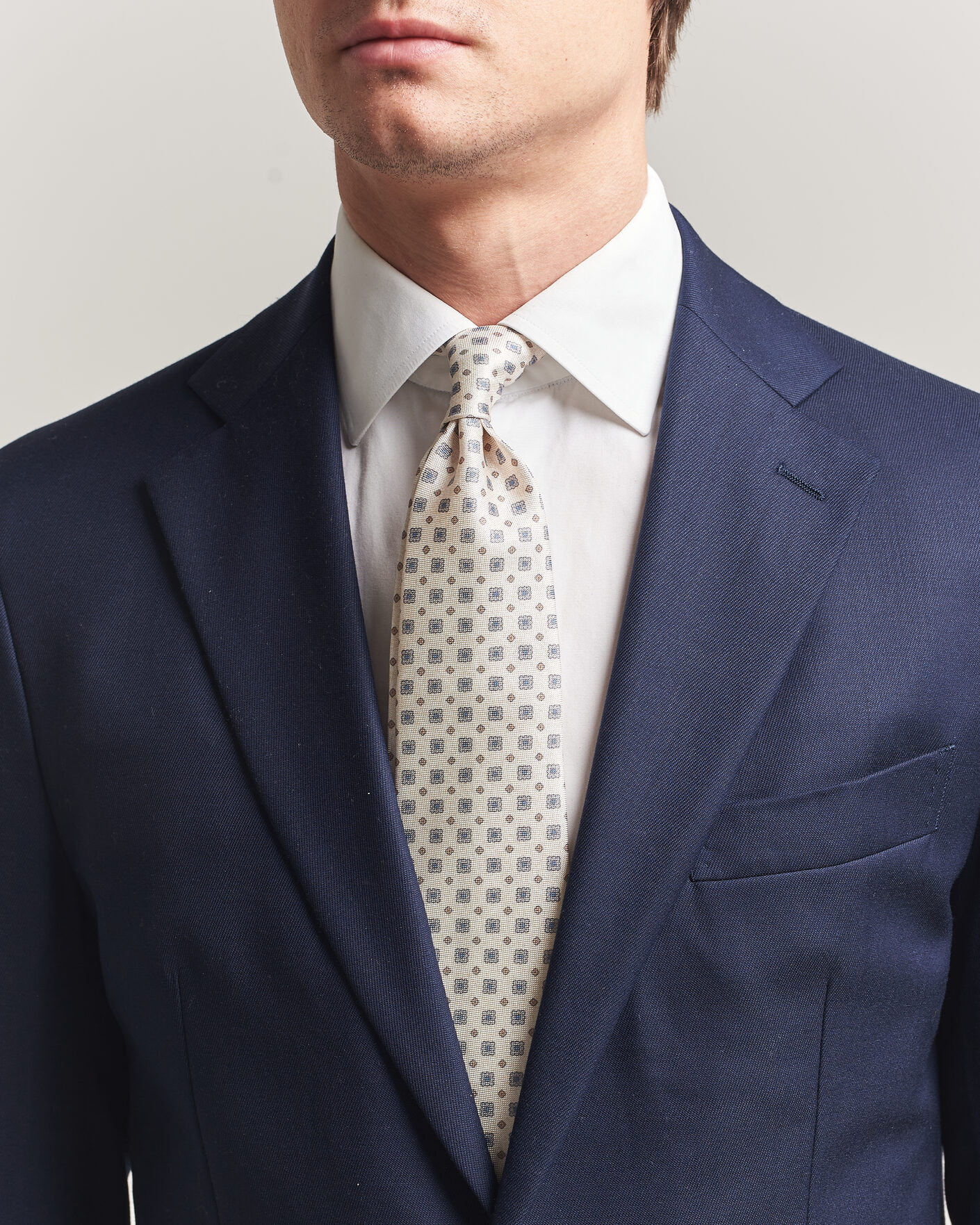 Uomini | Cravatte | Amanda Christensen | Silk Oxford 8cm Flower Tie Cream