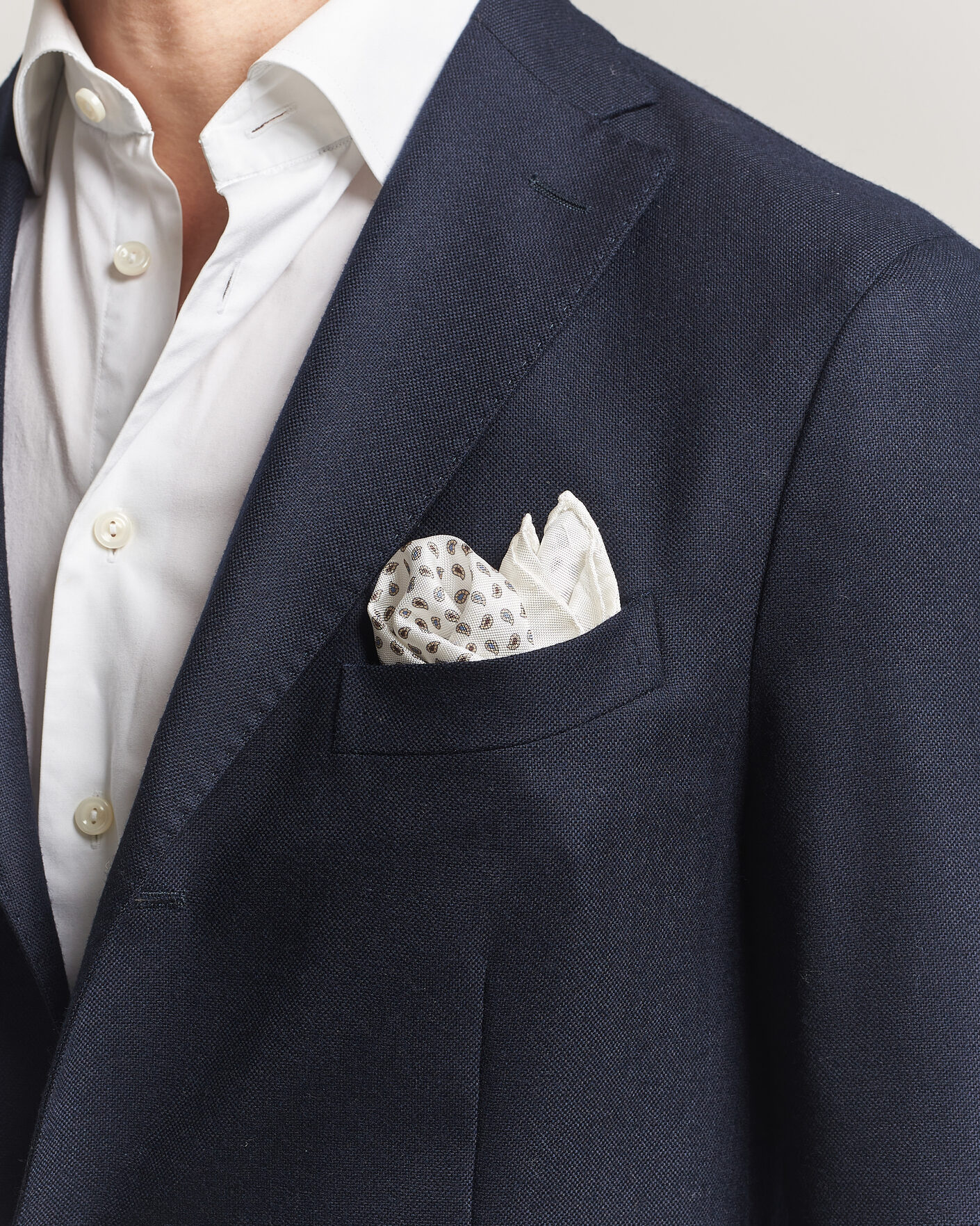 Uomini | Fazzoletti da taschino | Amanda Christensen | Silk Oxford Pocket Square White