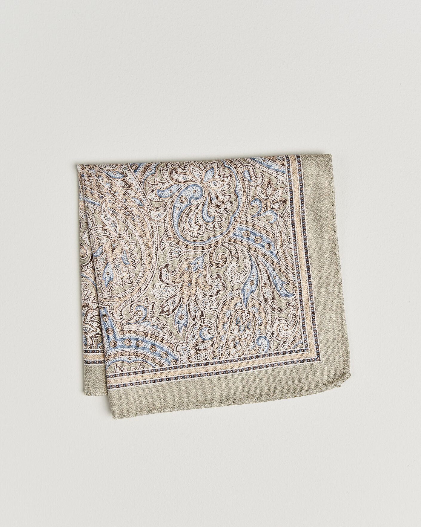 Uomini | Fazzoletti da taschino | Amanda Christensen | Silk Shappe Double Faced Pocket Square Green