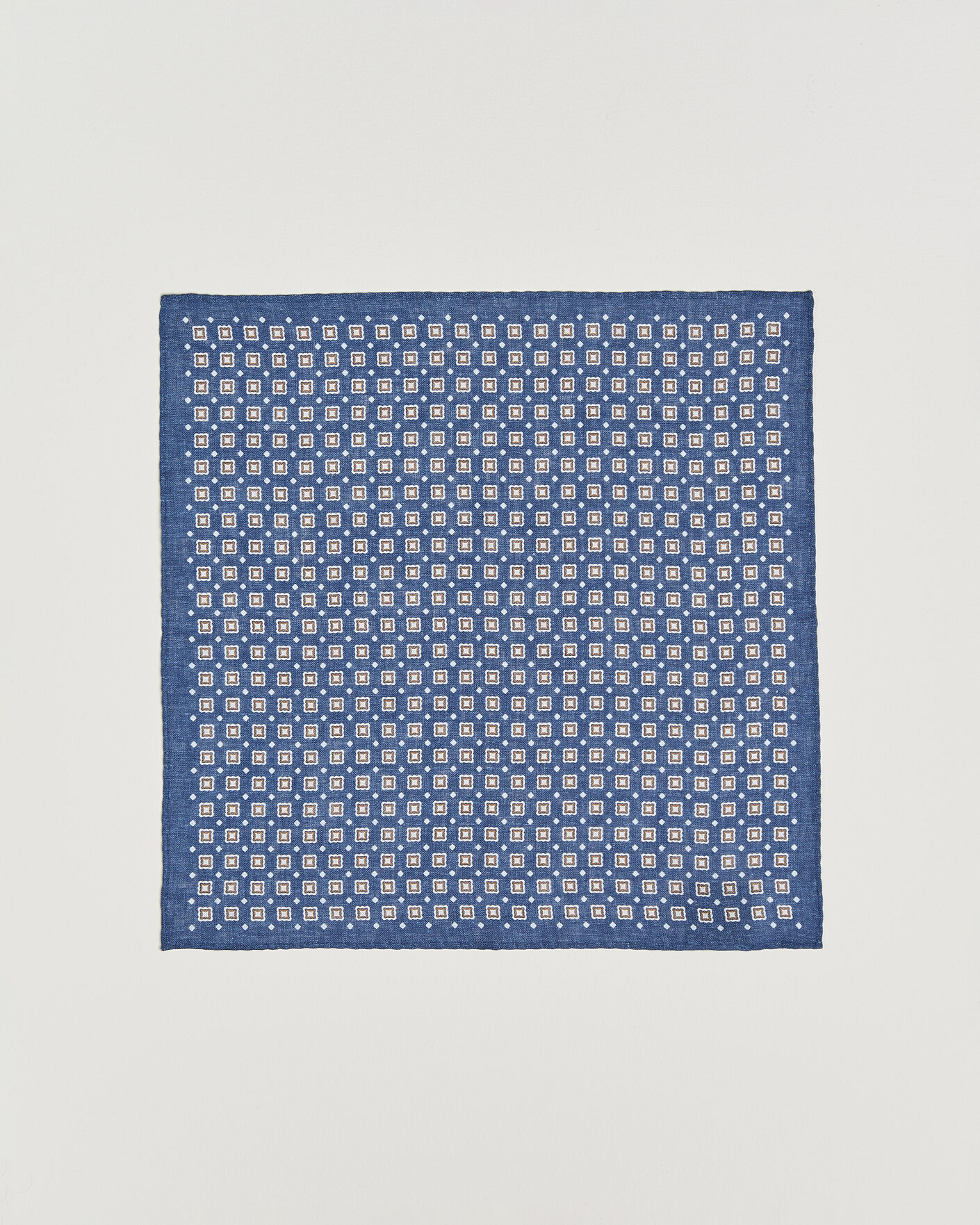 Uomini | Fazzoletti da taschino | Amanda Christensen | Linen Medallion Pocket Square Navy