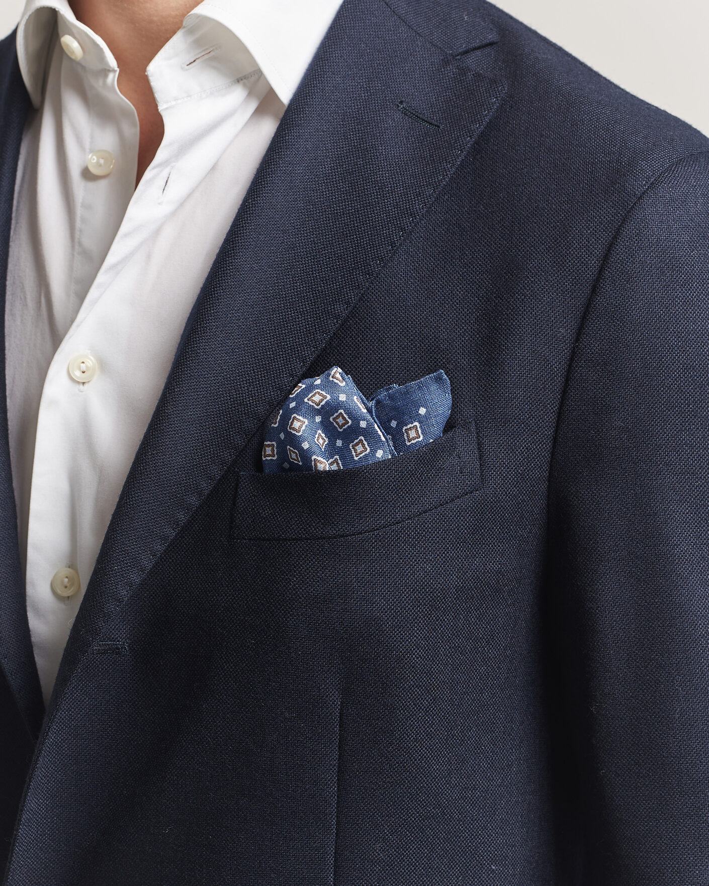 Uomini | Fazzoletti da taschino | Amanda Christensen | Linen Medallion Pocket Square Navy