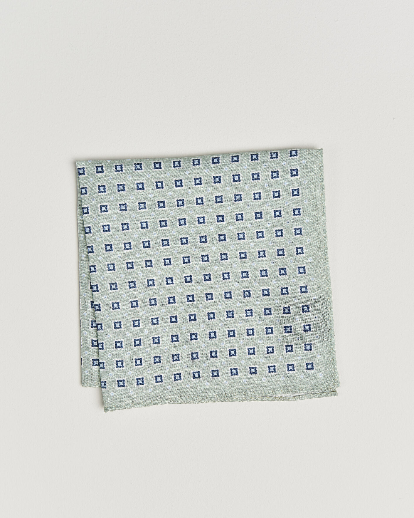 Uomini | Fazzoletti da taschino | Amanda Christensen | Linen Medallion Pocket Square Green