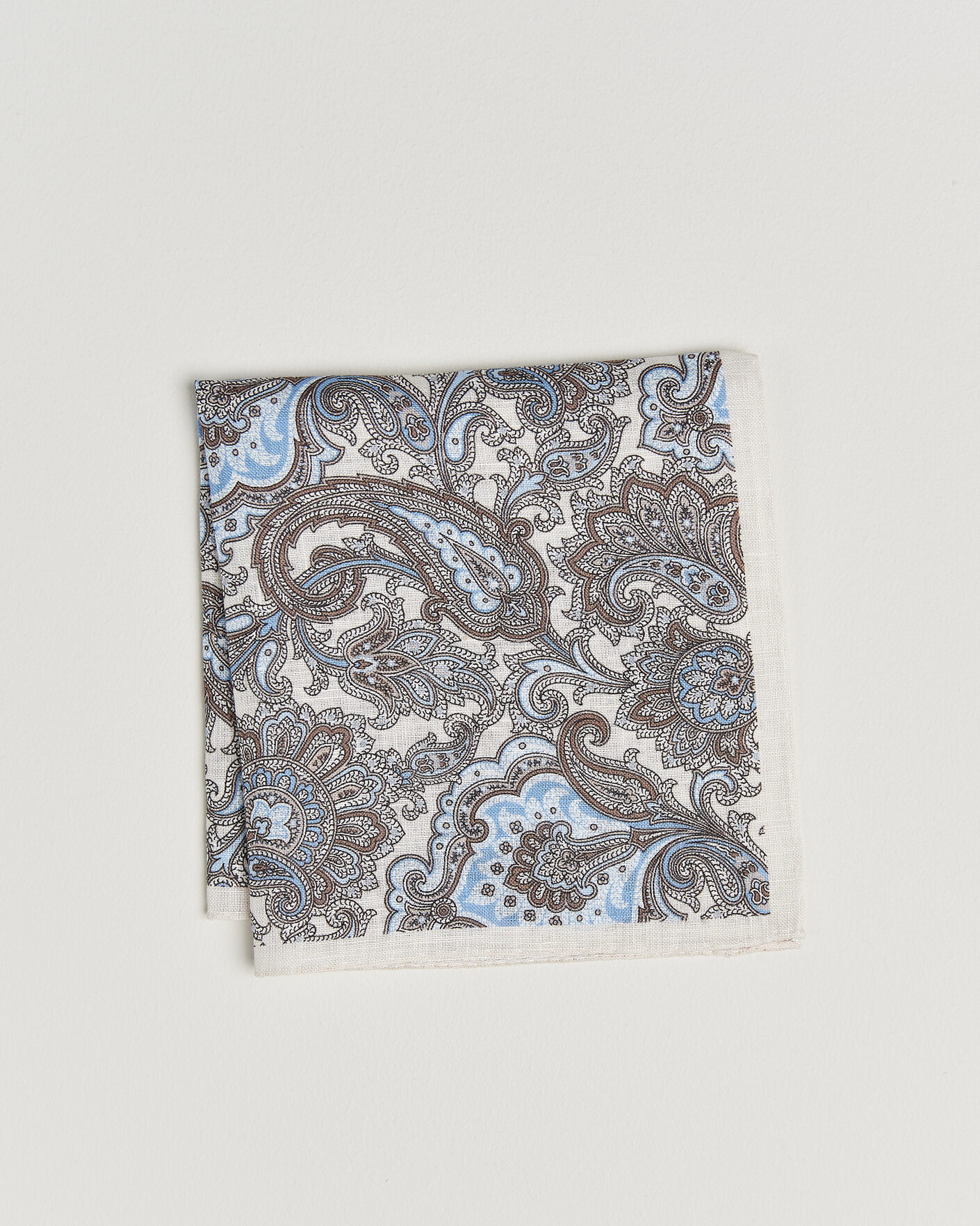 Uomini | Fazzoletti da taschino | Amanda Christensen | Linen Large Paisley Pocket Square Cream